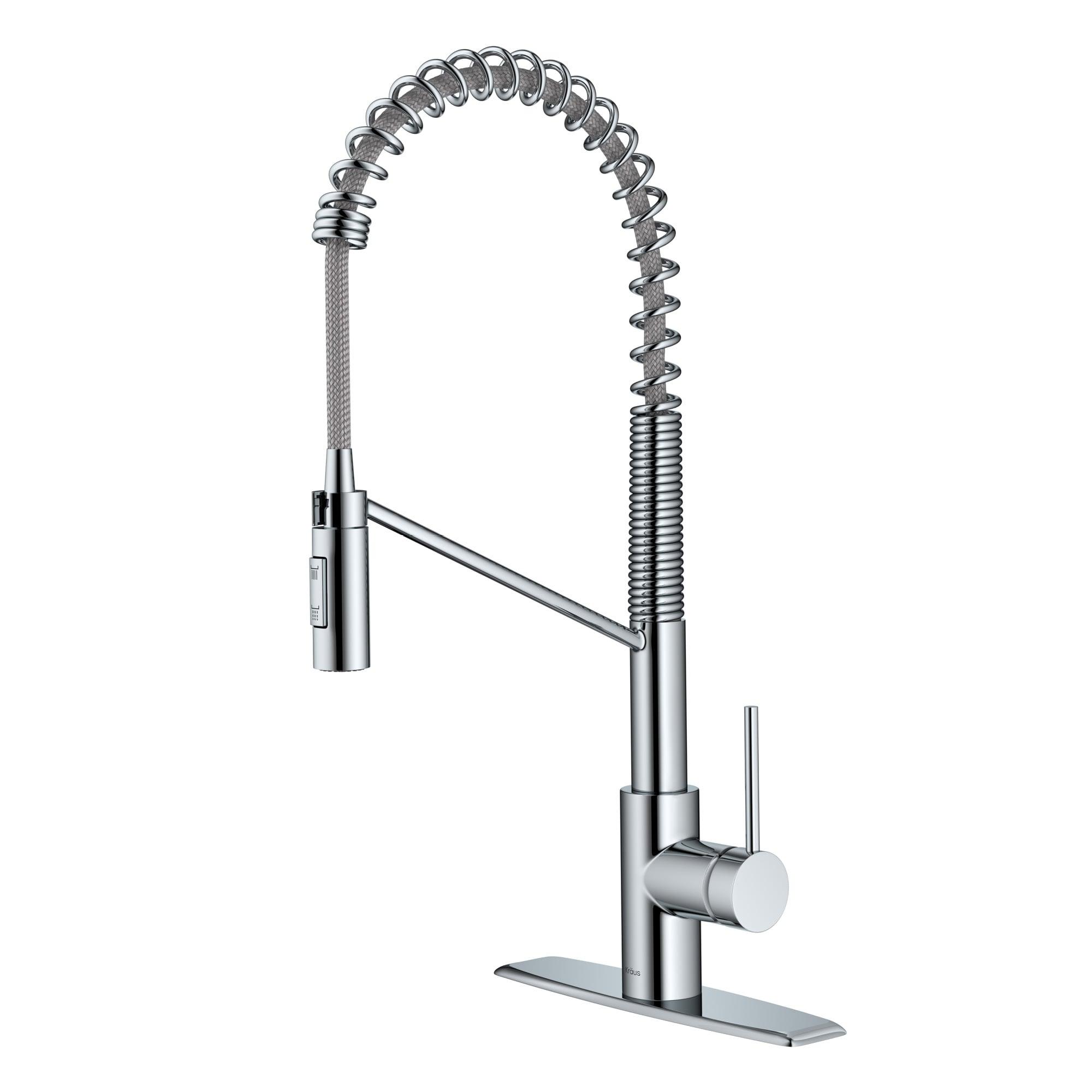 KRAUS Oletto Commercial Style Single Handle Pull Down Kitchen Faucet with QuickDock Top Mount Installation Assembly