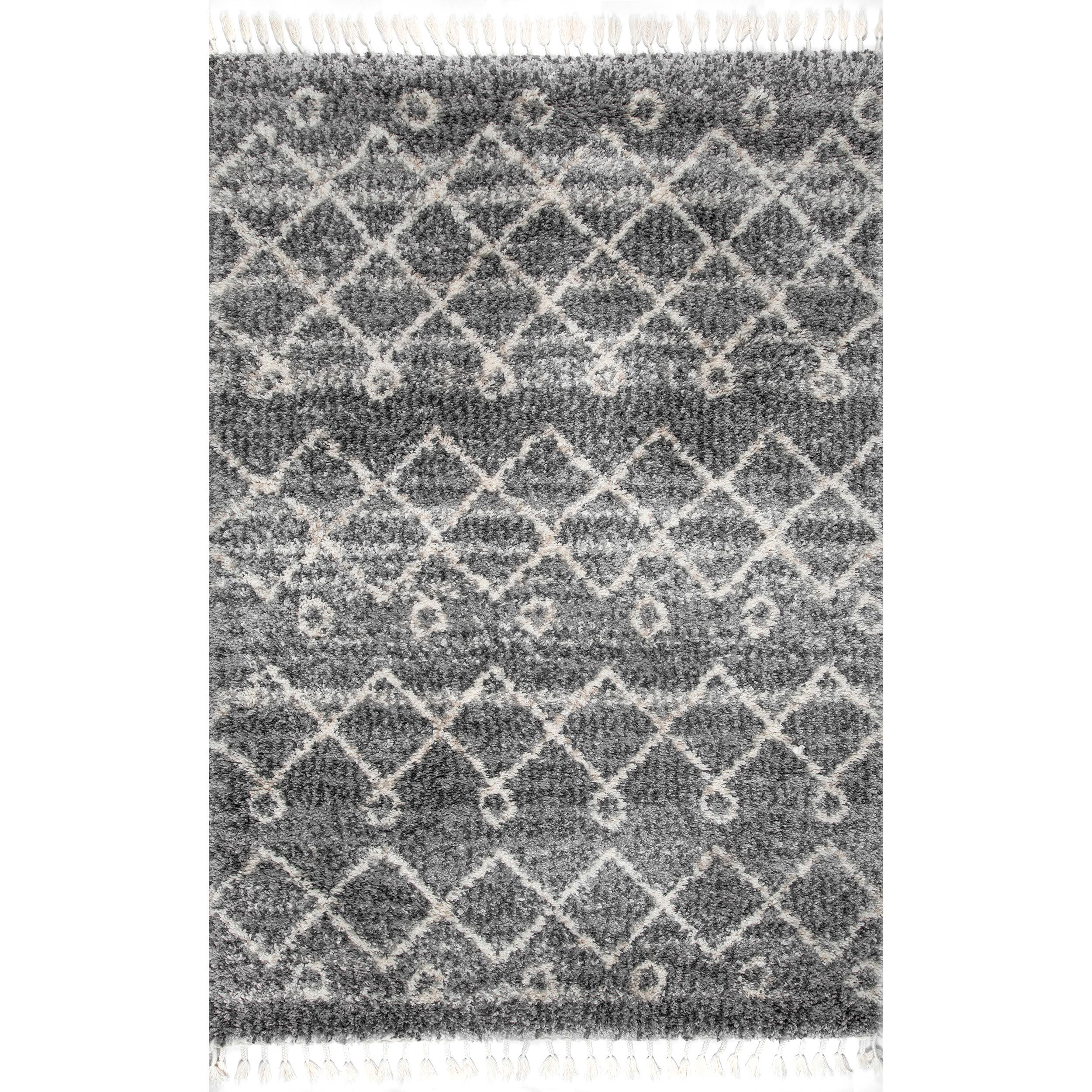 Nuloom Kristi Moroccan 3x5 Accent Shag Indoor Area Rug for Living Room Bedroom Dining Room Nursery Entryway, Grey/Ivory