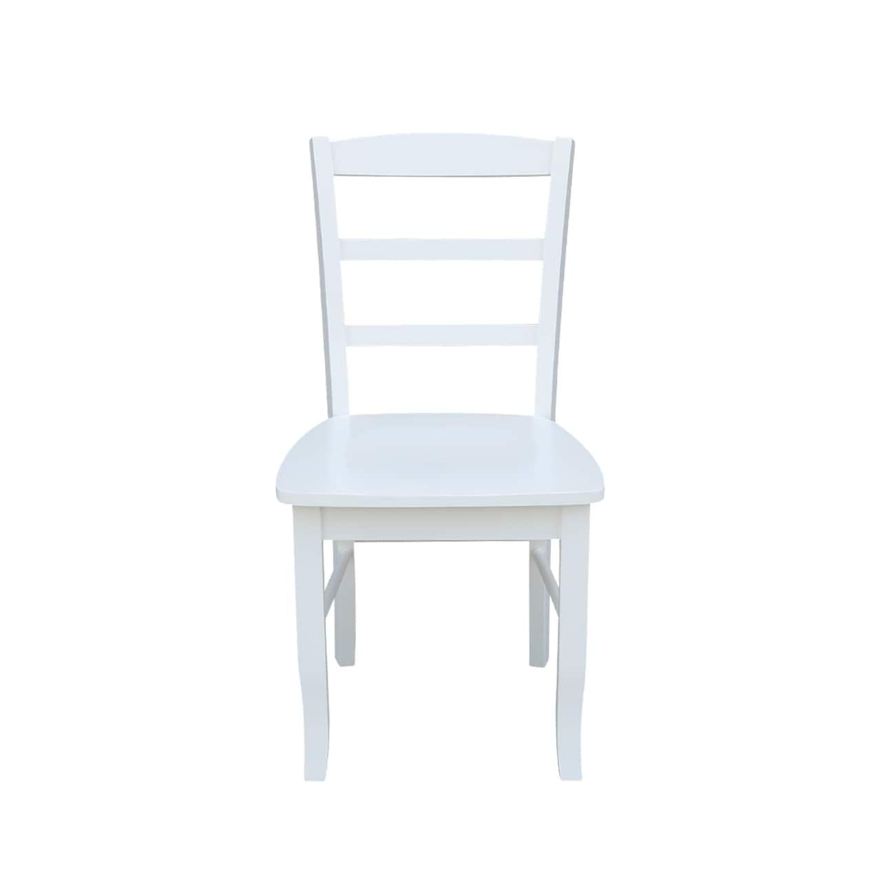 International Concepts Set of Two Madrid Solid Wood Ladderback Chairs in White