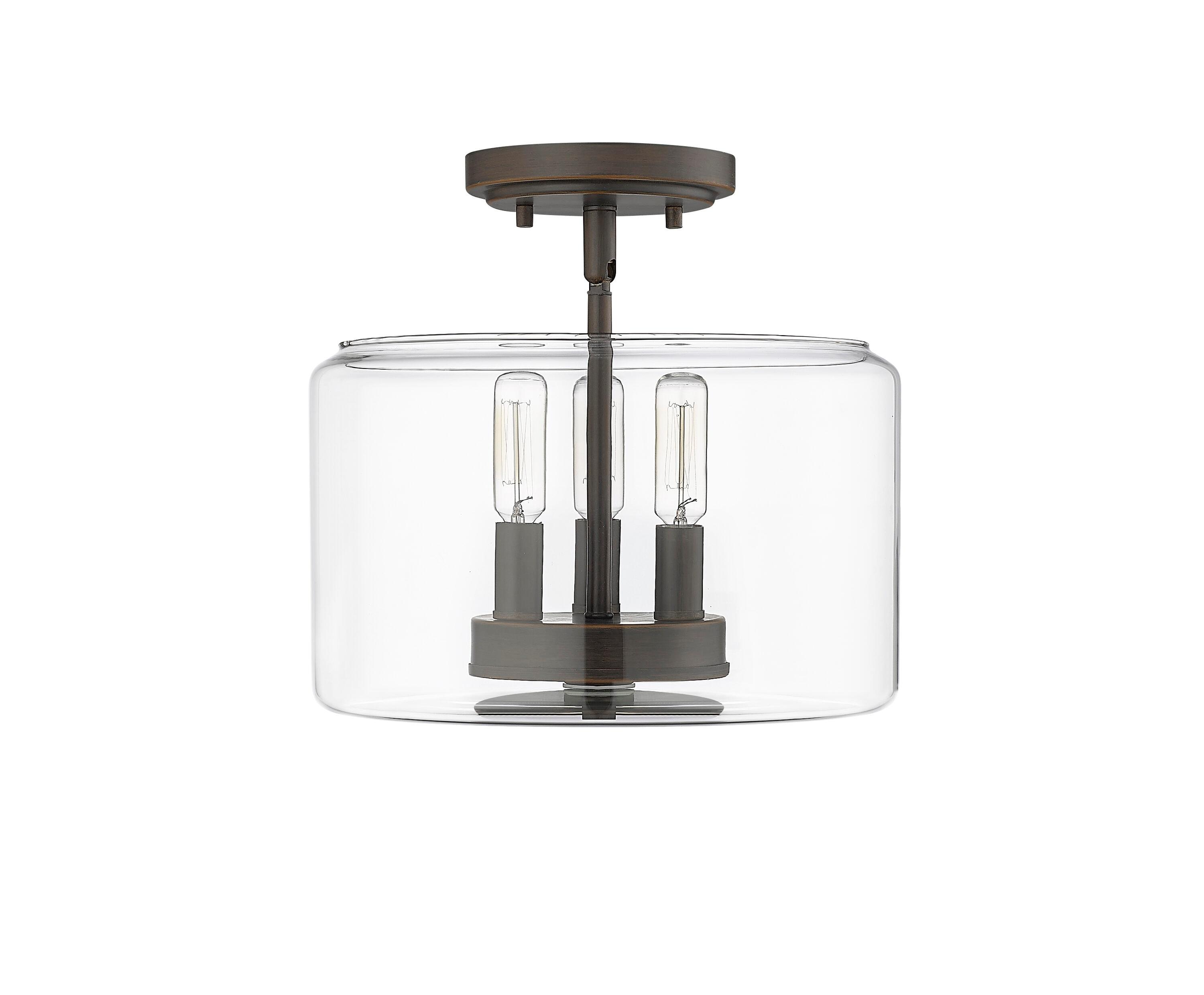 Asheville 11" Clear Glass and Bronze Semi-Flush Mount Light
