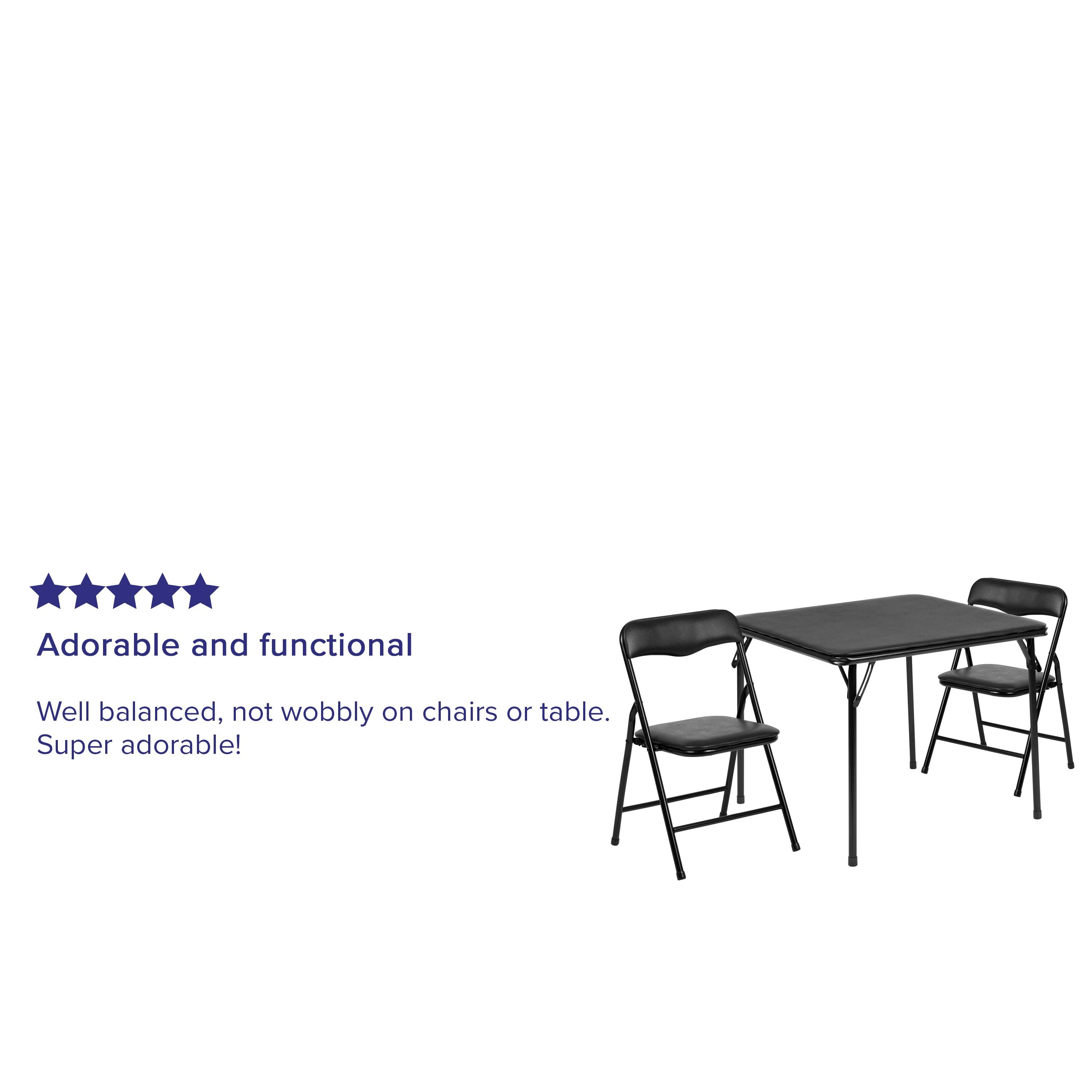 Flash Furniture Kids Black 3 Piece Folding Table and Chair Set