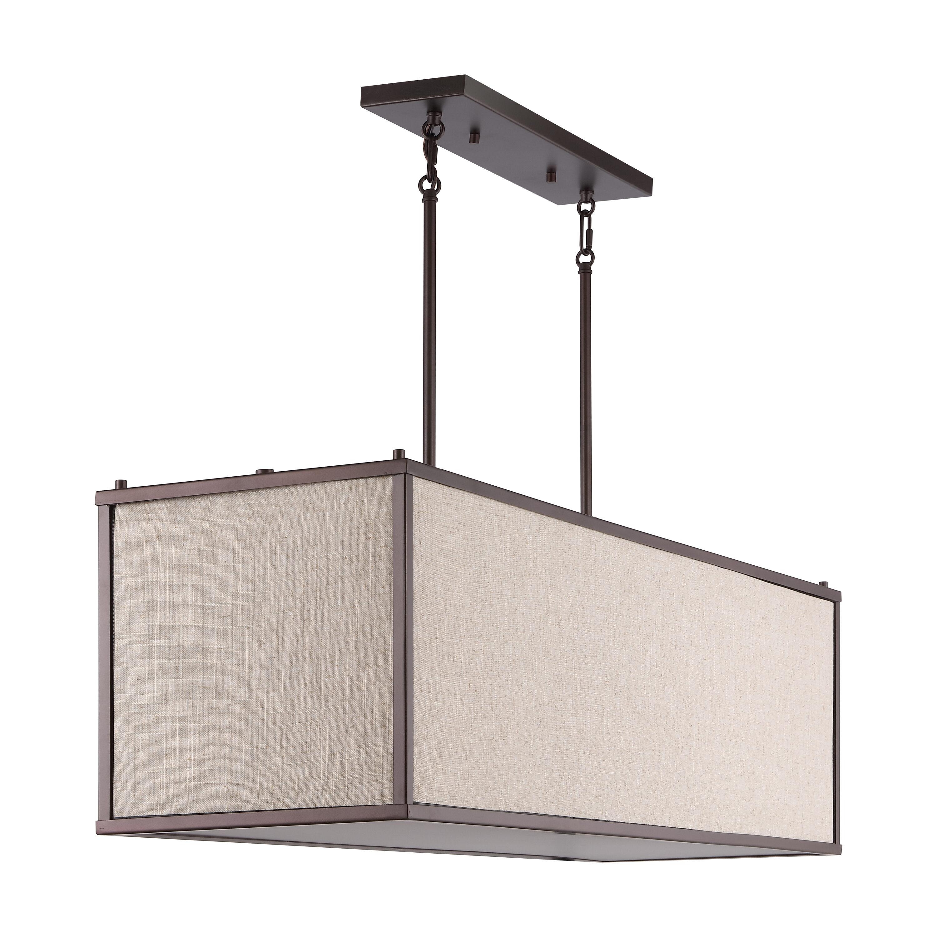 JONATHAN Y JYL1312A Cole 42" 4-Light Rectangular Linen Iron Linear LED Pendant, Farmhouse, Industrial, Coastal, Contemporary, Modern, Minimalist for Bedroom, Living Room, Office, Oil Rubbed Bronze