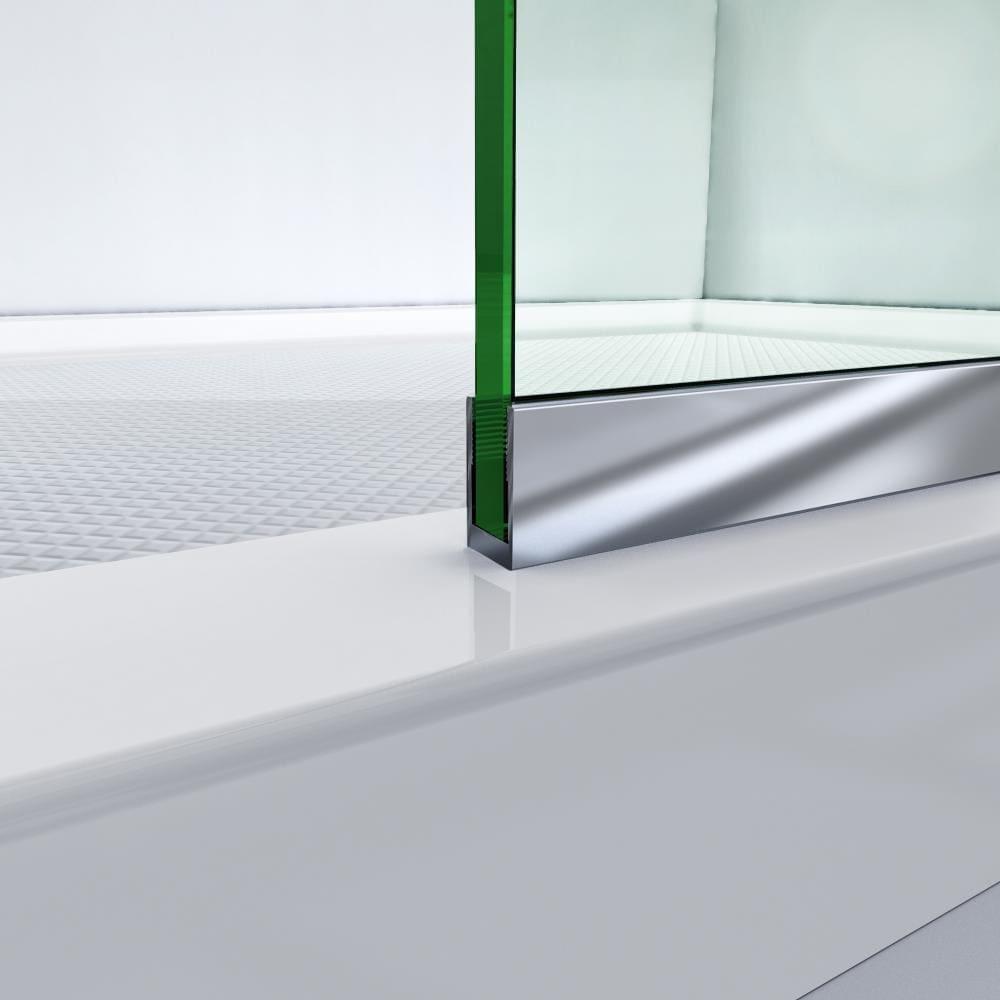 Linea 34" W x 72" H Frameless Fixed Glass Panel with Clear Max Glass Treatment