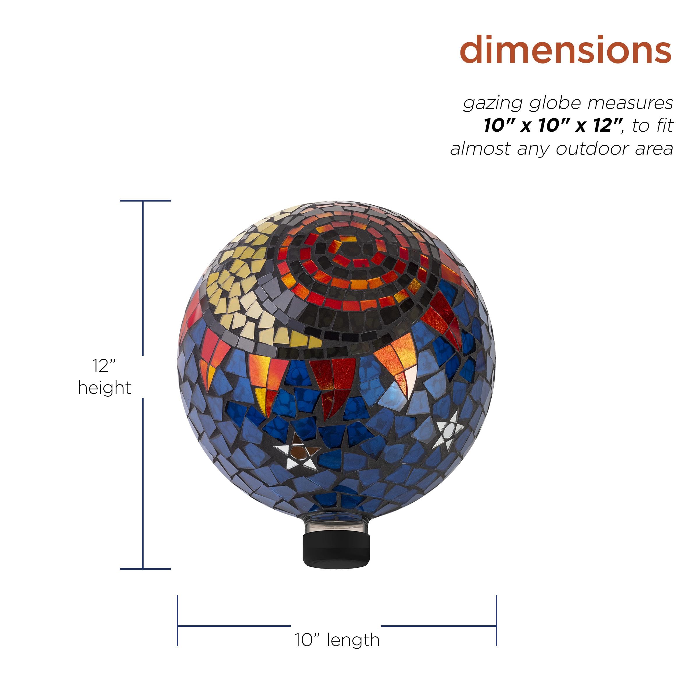 Alpine Corporation 10" Glass Mosaic Sun and Moon Gazing Globe, Multicolor