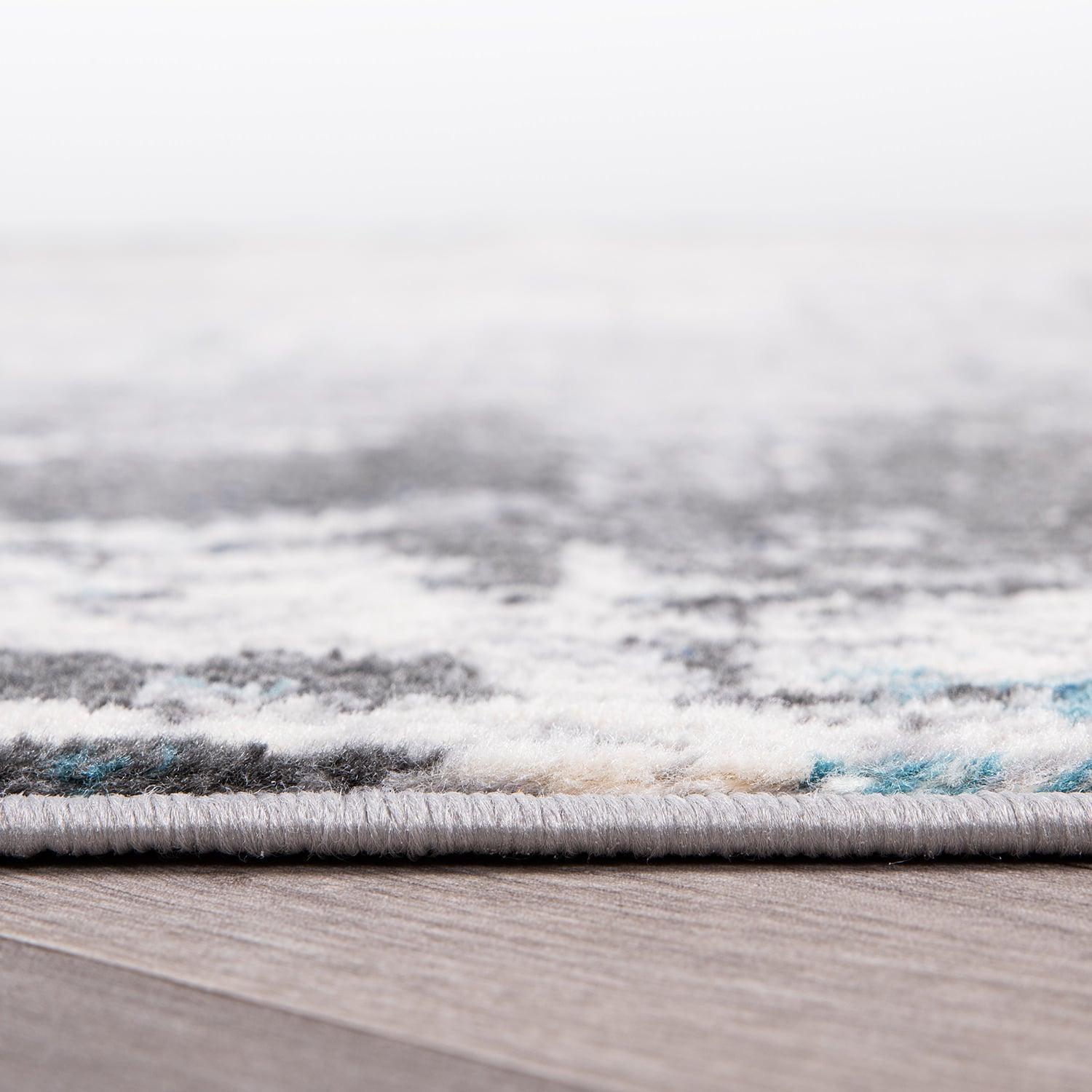 World Rug Gallery Dublin Contemporary Abstract Area Rug - Blue 2'x3':  Stain & Fade-Resistant,  Low Pile,  Indoor Use