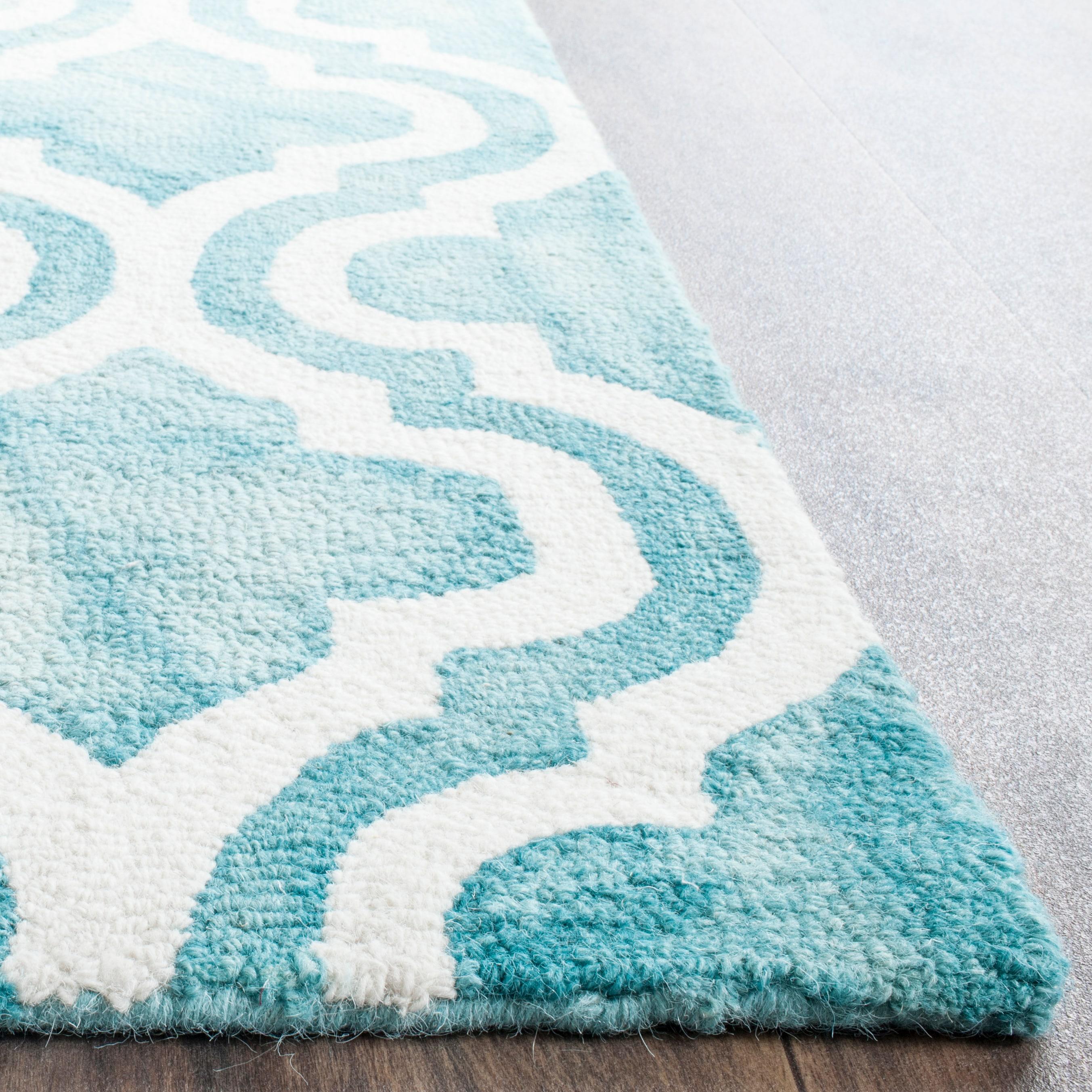 Dip Dye DDY537 Hand Tufted Indoor Area Rug - Turquoise/Ivory - 5'x5' - Safavieh