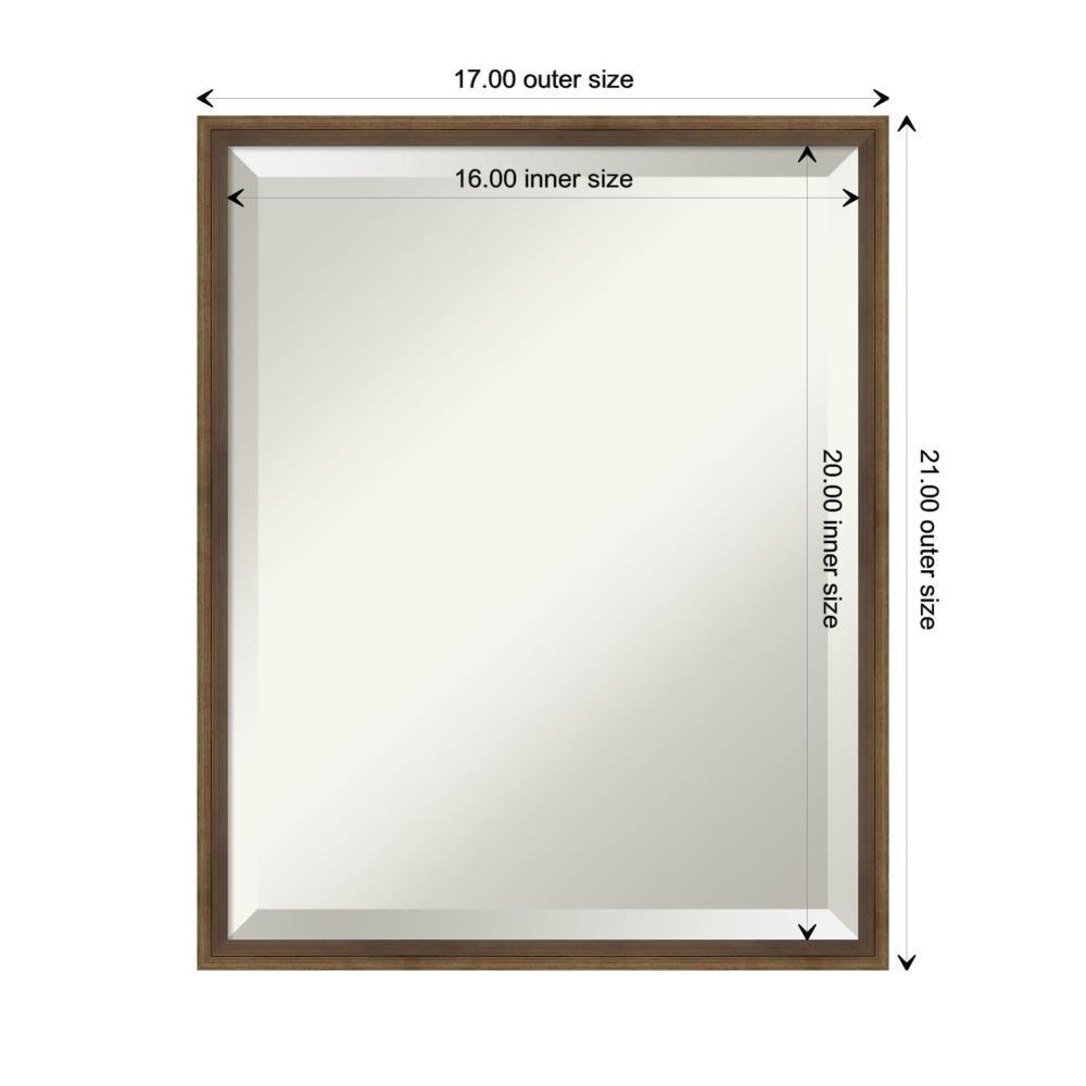 Elegant Rectangular Light Bronze Wood Vanity Mirror 17" x 21"