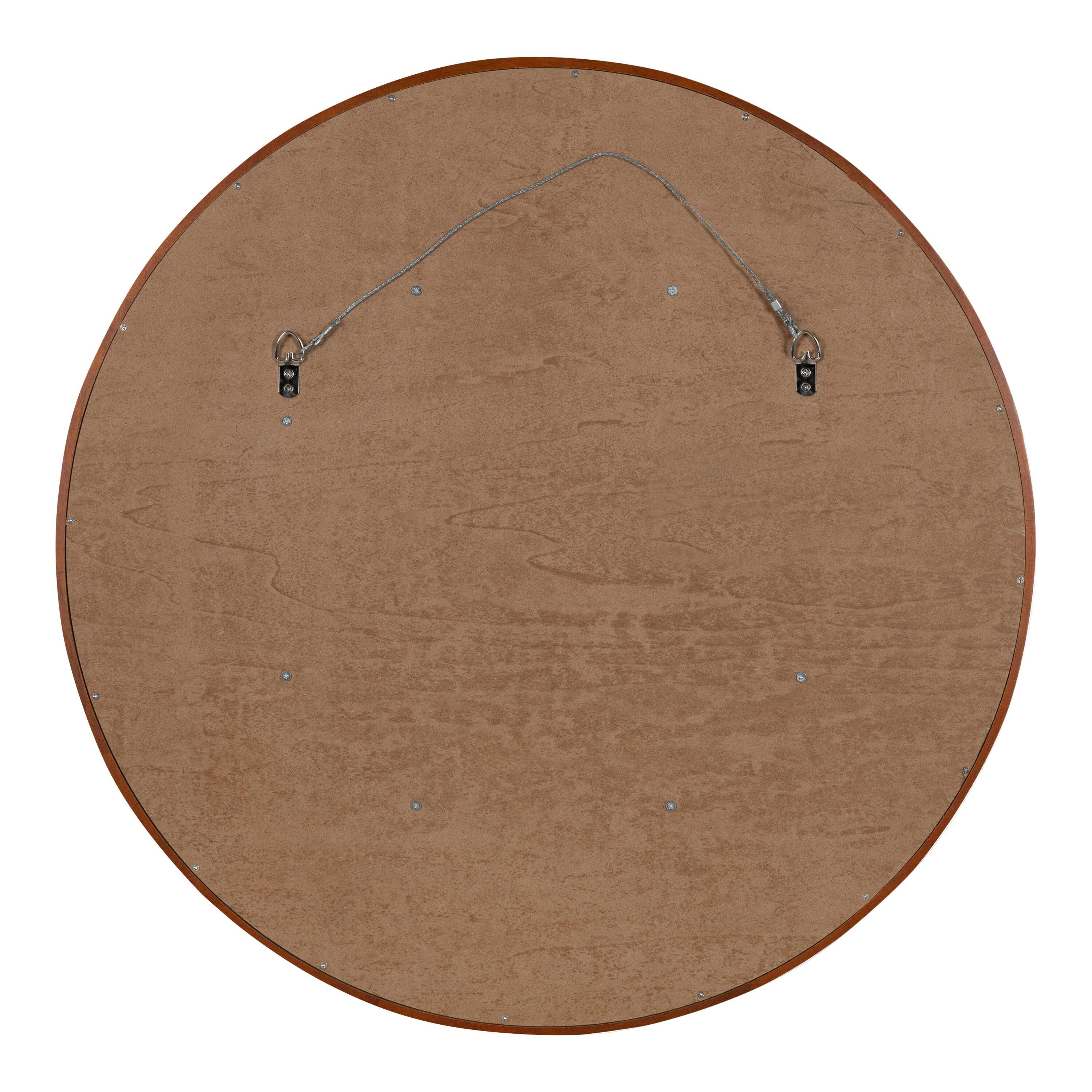 Kate & Laurel All Things Decor 30" Evans Round Wall Mirror Walnut Brown: Modern Style, Wood Frame, No Assembly Required
