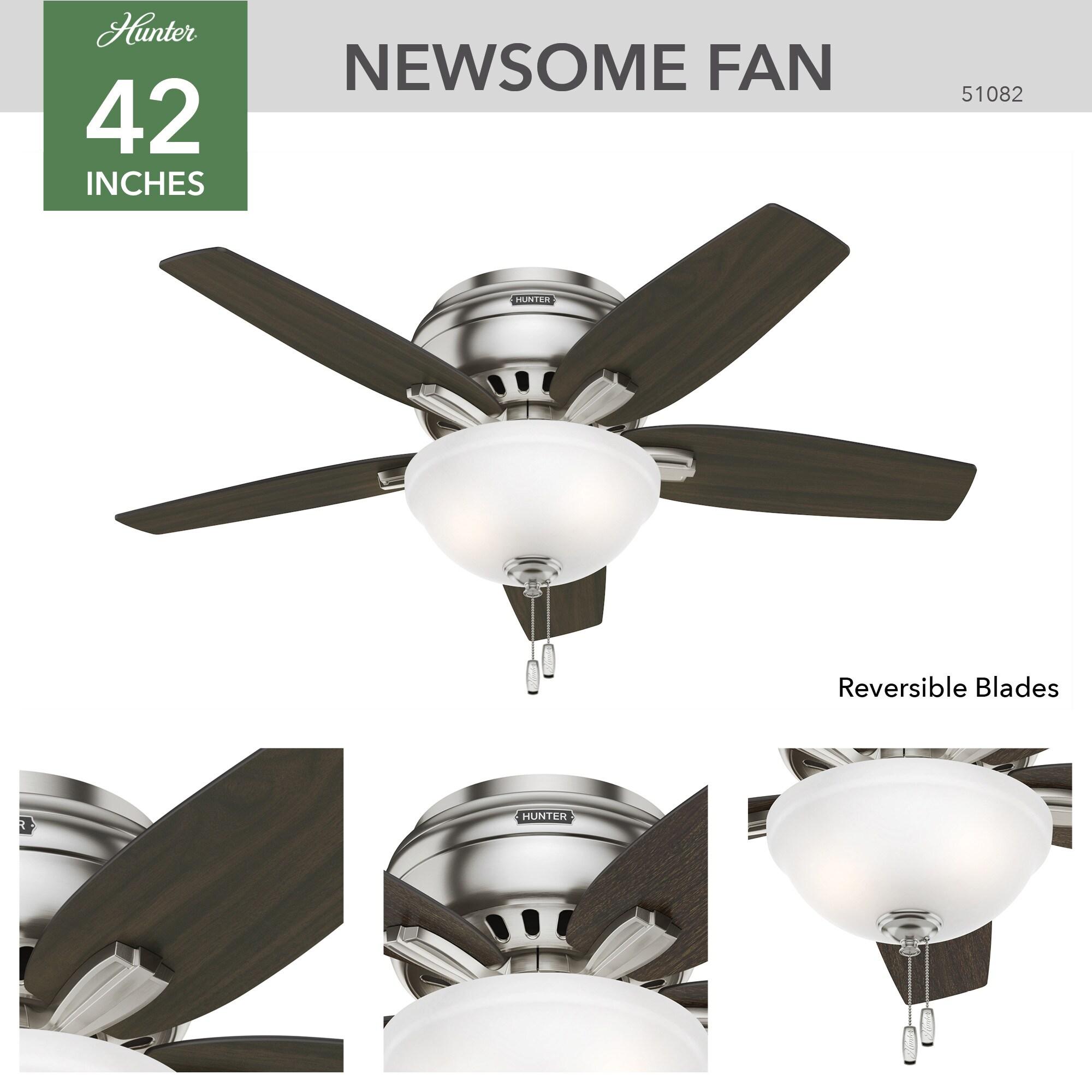 Newsome 42" 5 - Blade Traditional Flush Mount Indoor Ceiling Fan with Lights and Pull Chains