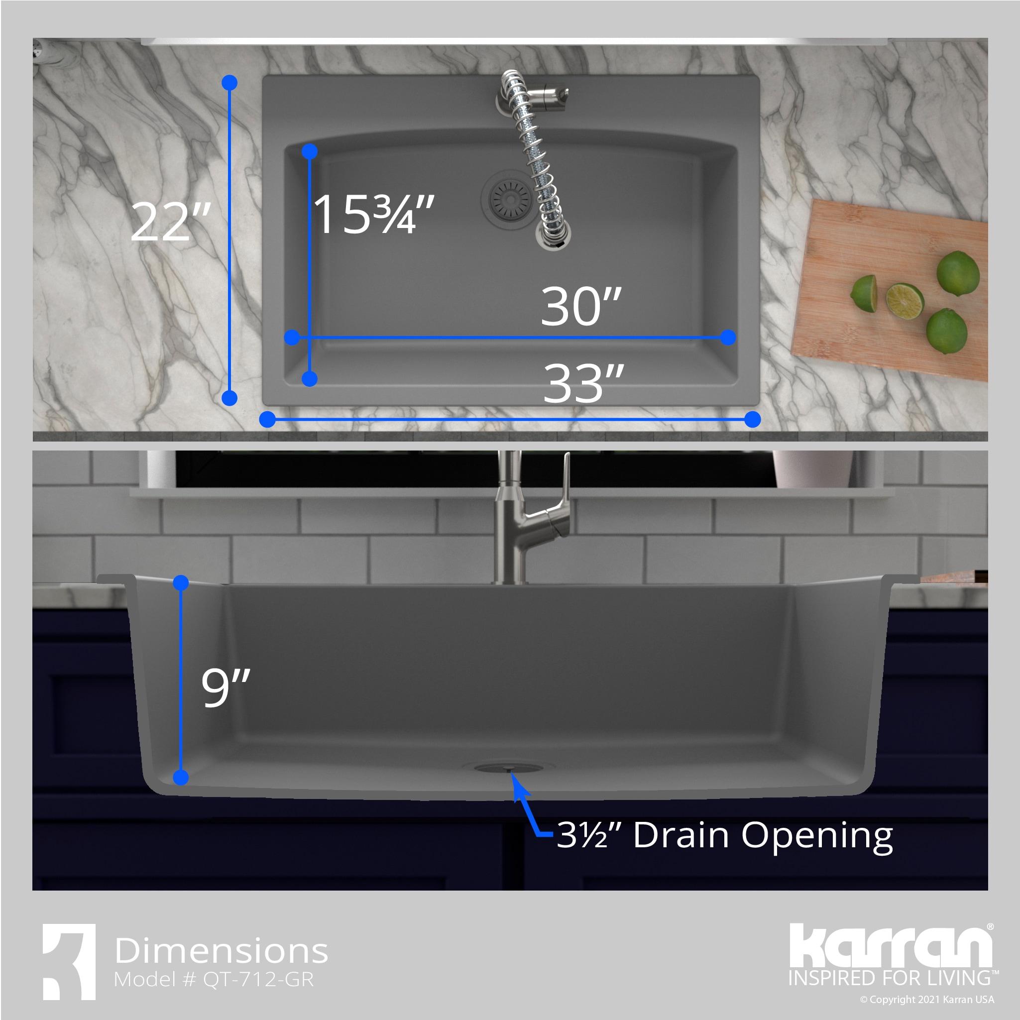 Karran Drop-in Quartz Composite 33'' X 22'' 1-Hole Single Bowl Kitchen Sink