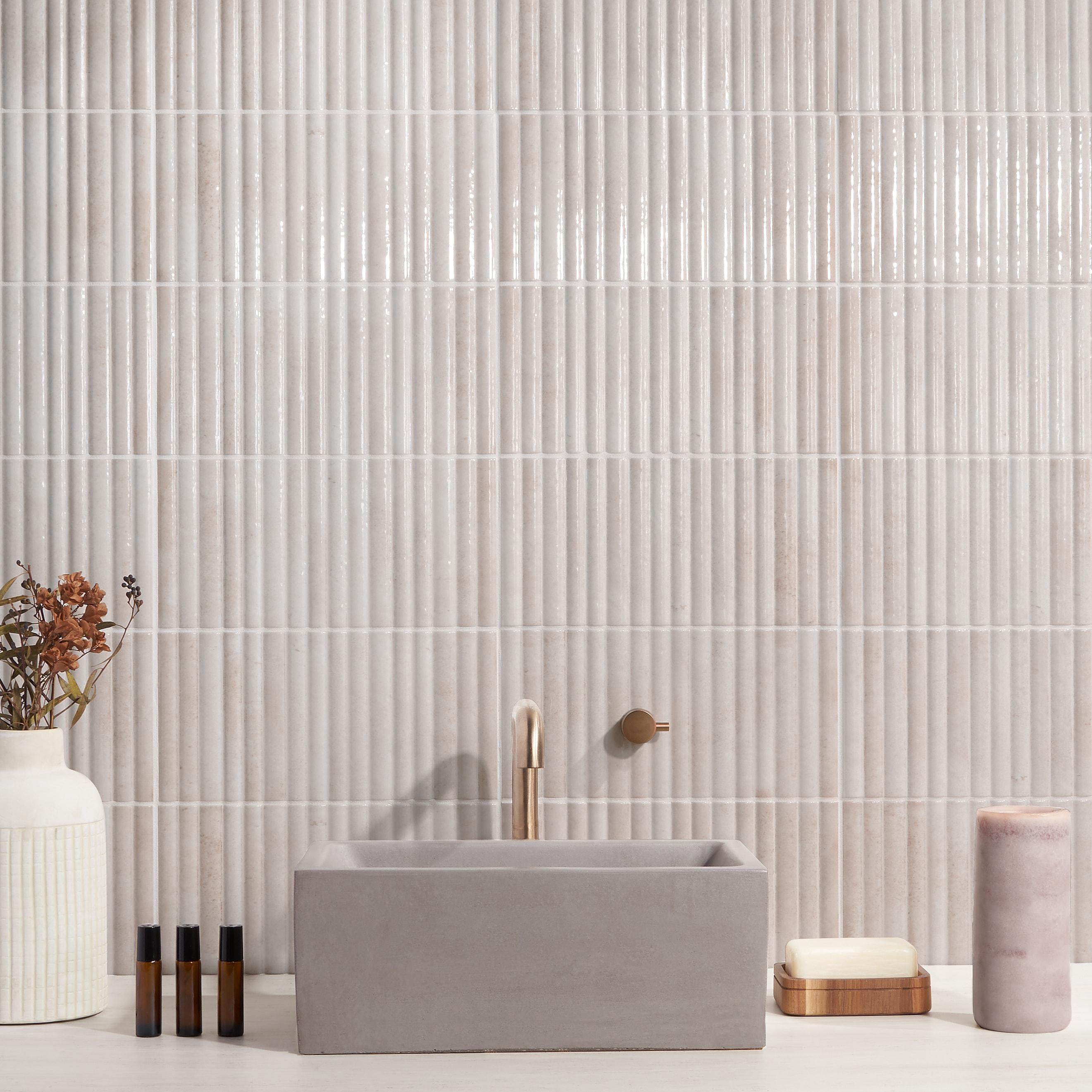 Canu 5.9 In. x 11.81 In. Polished Fluted Ceramic Subway Wall Tile (9.68 Sq. Ft. / Case)