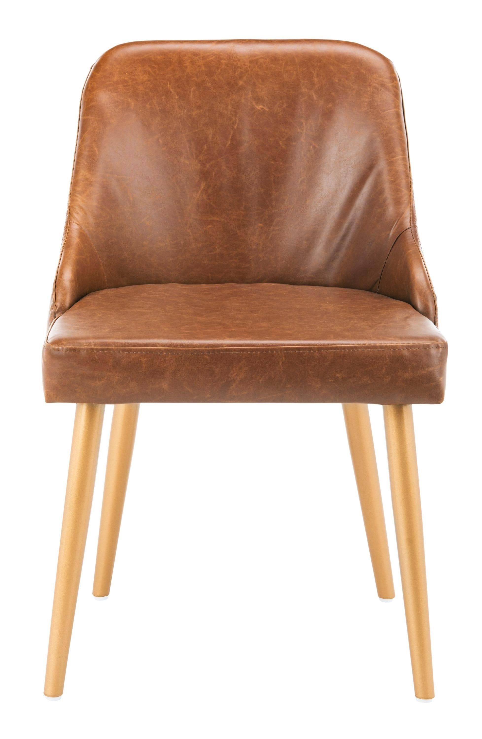 Lulu Upholstered Dining Chair (Set of 2) - Light Brown/Gold - Safavieh