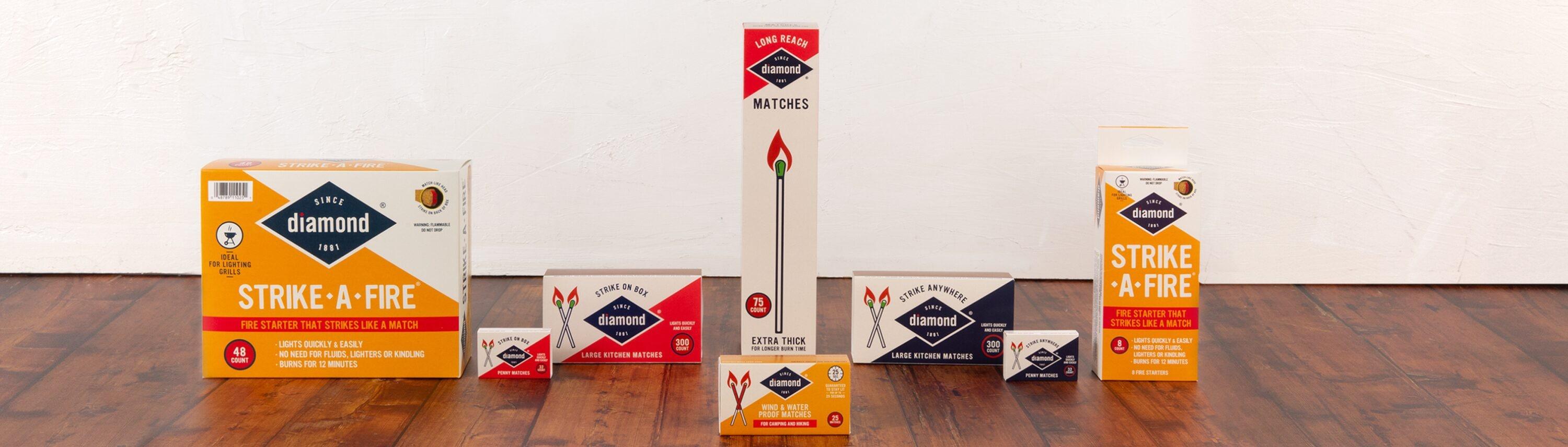 Diamond Greenlight Long Reach Matches, Large Strike on Box Style, 75 Count Ignitions 9.5" Long