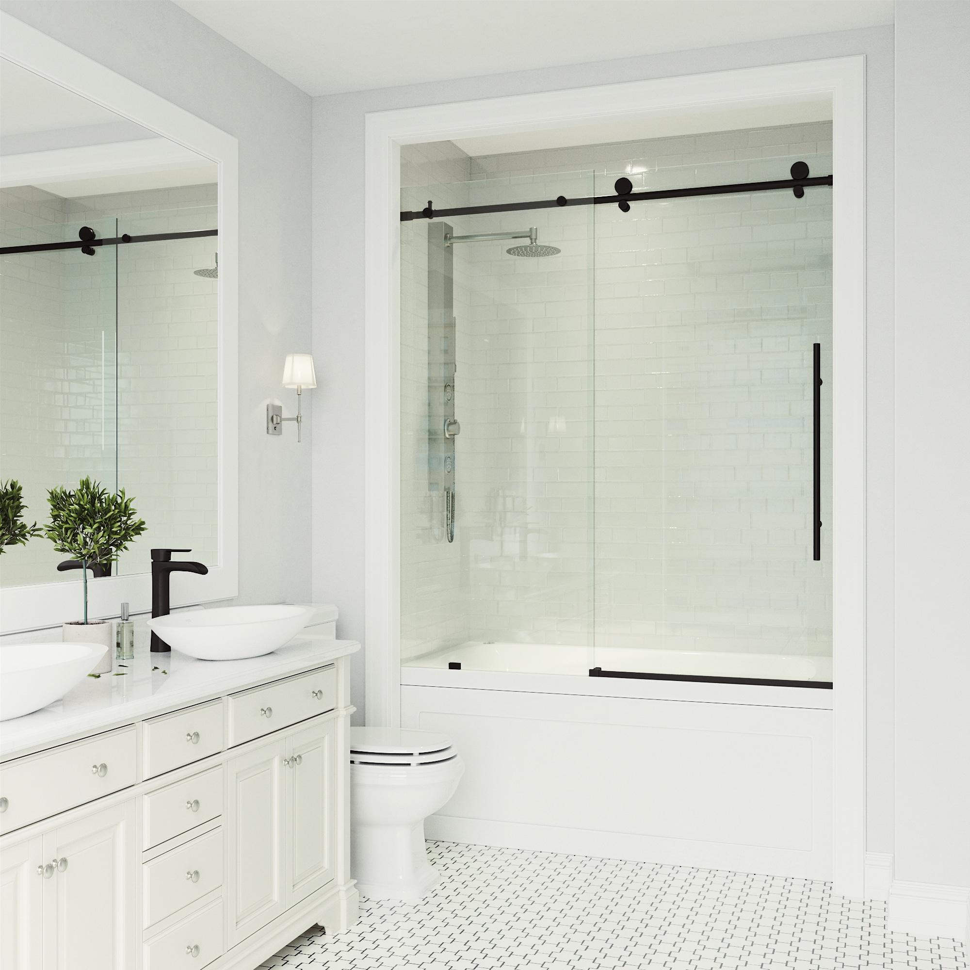 Elan E-Class 56-60" W x 66" H Sliding Frameless Tub Door with 3/8" Clear Glass
