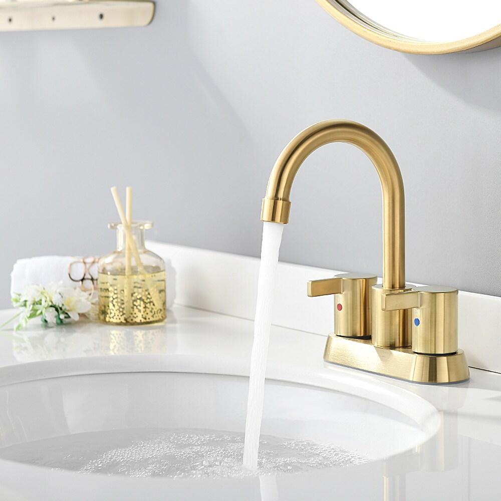 Brushed Gold 4-Inch Centerset Bathroom Faucet with Swivel Spout