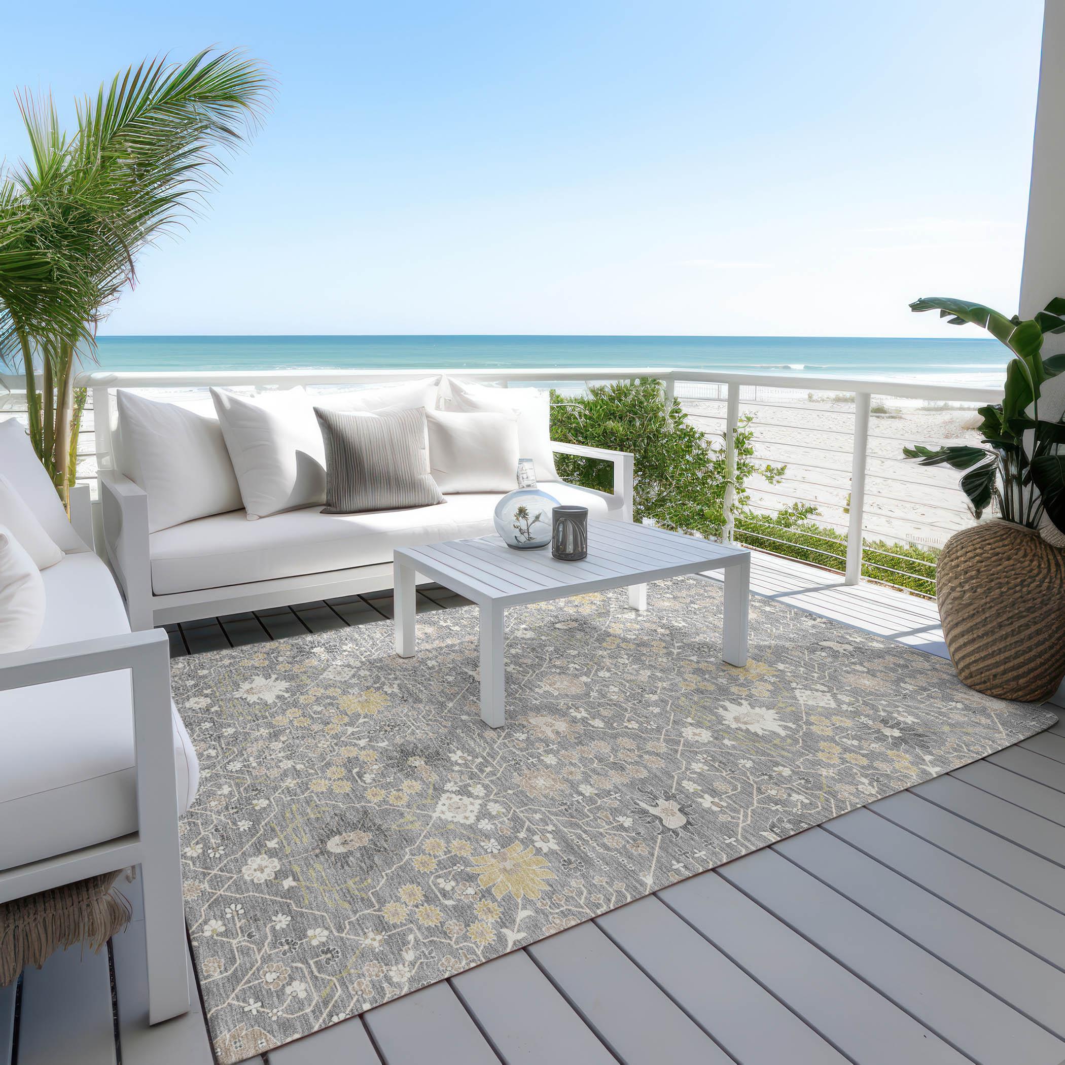 Machine Washable Indoor/Outdoor Chayden ACN1009 Gray 2'3" x 7'6" Runner Rug