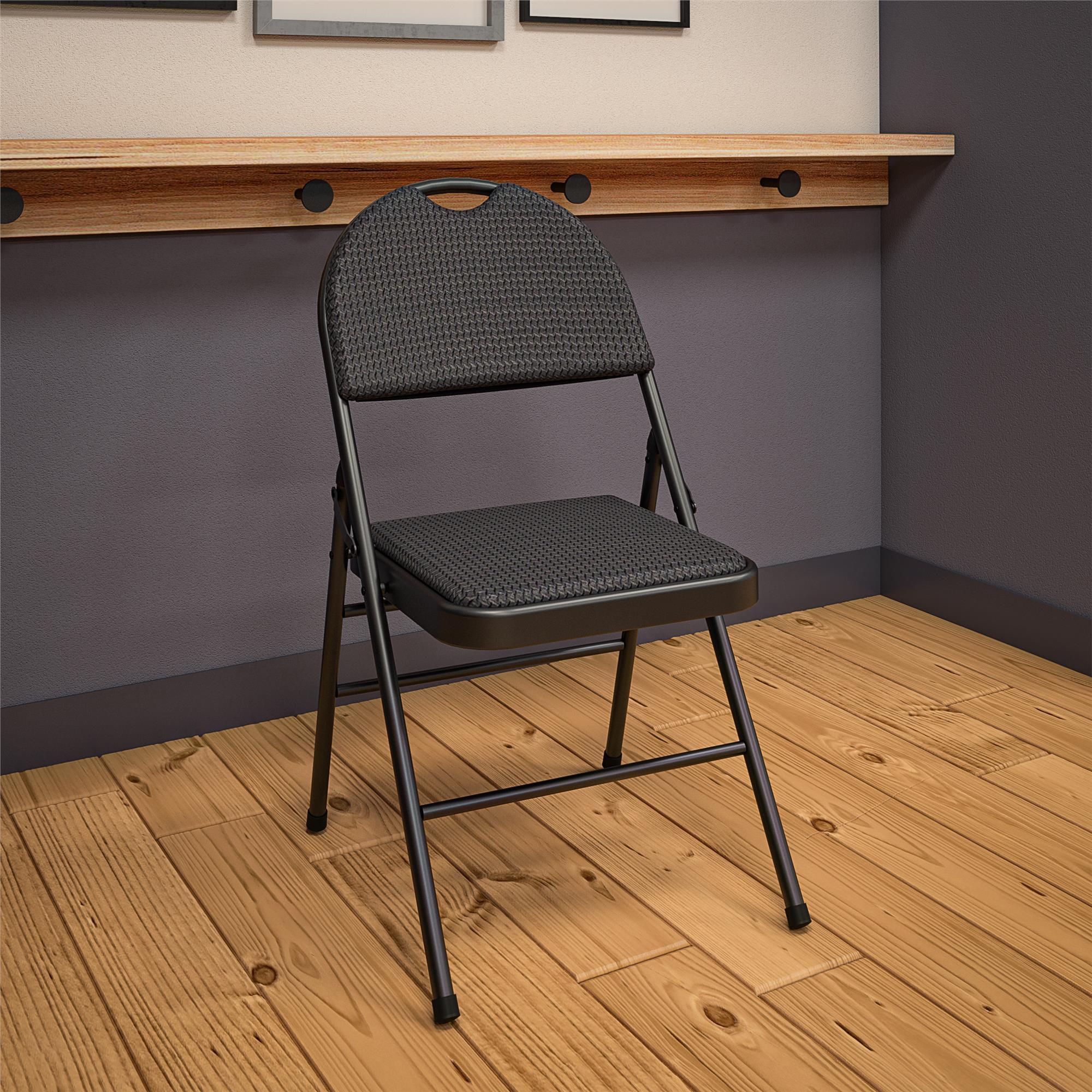 COSCO COSCO Commercial XL Comfort Fabric Padded Metal Folding Chair, Triple Braced (Set of 4)