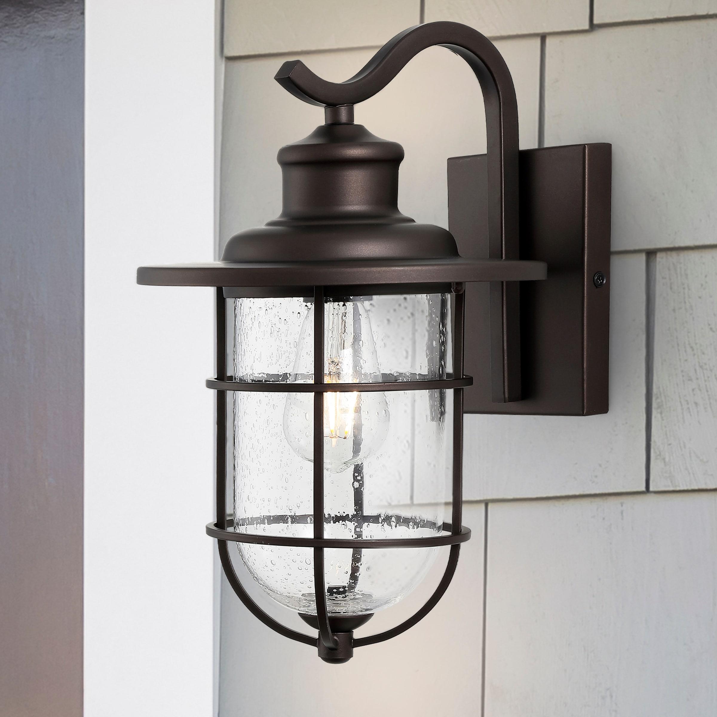 Westfield 10.5" Black Iron and Seeded Glass Outdoor Lantern