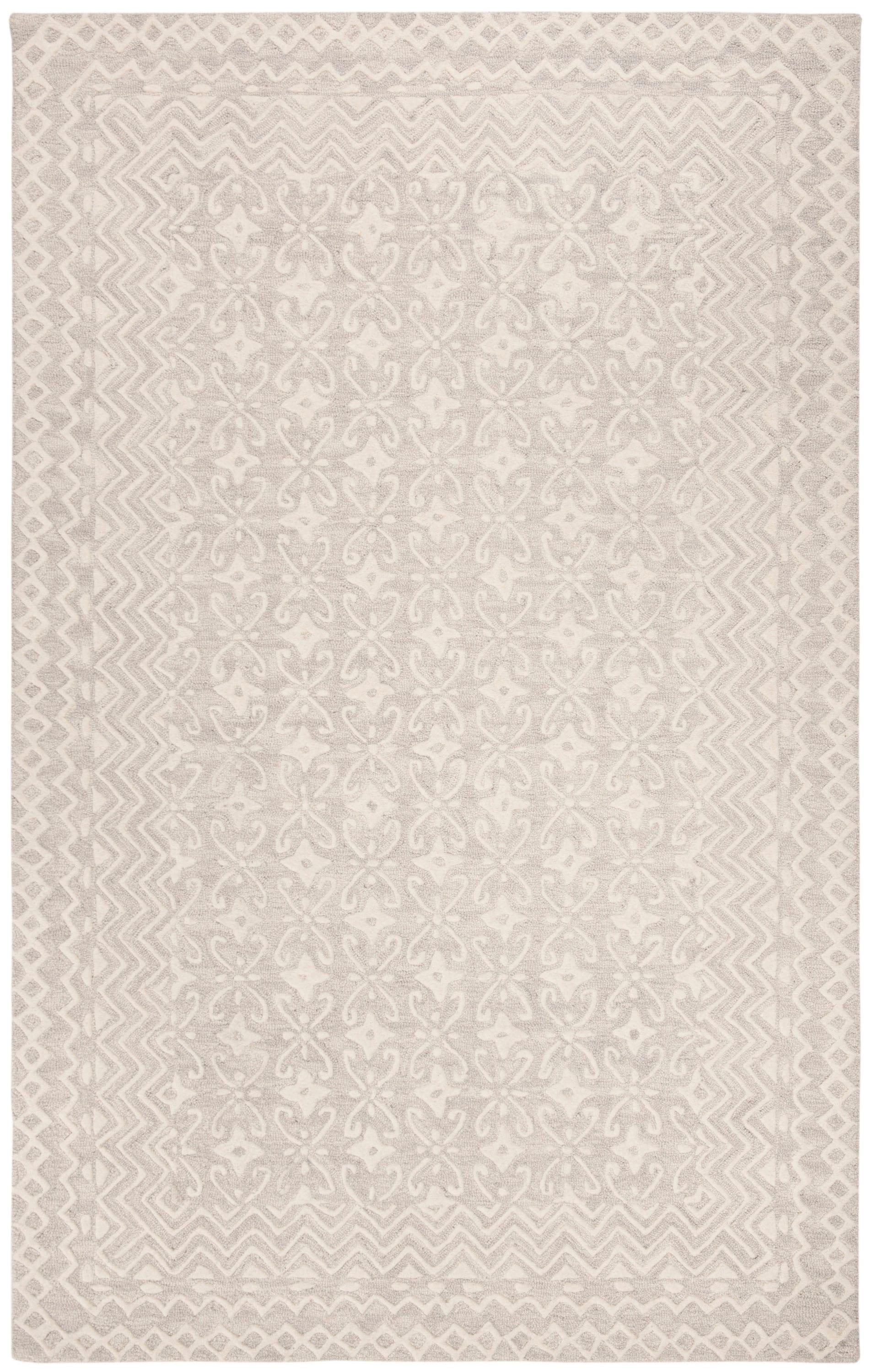 Blossom BLM114 Hand Tufted Area Rug - Grey/Ivory - 4'x6' - Safavieh..