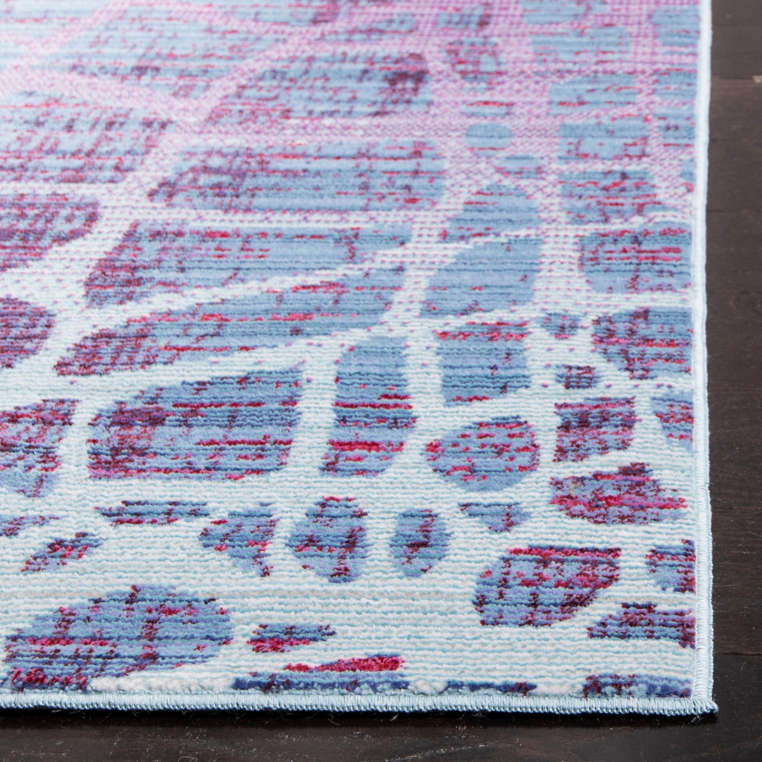 SAFAVIEH Valencia Nurten Abstract Polyester Area Rug, Blue/Fuchsia, 4' x 6'