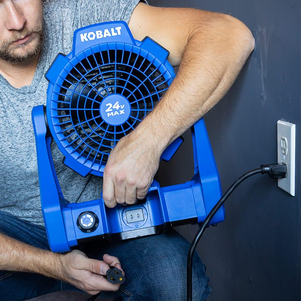 Kobalt 7-in 24 -Volt 5 -Speed High Velocity Indoor/Outdoor Blue Personal Fan