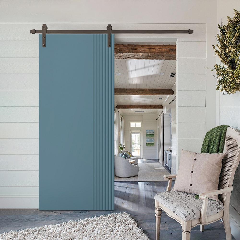 Calhome Paneled Manufactured Wood Painted Barn Door