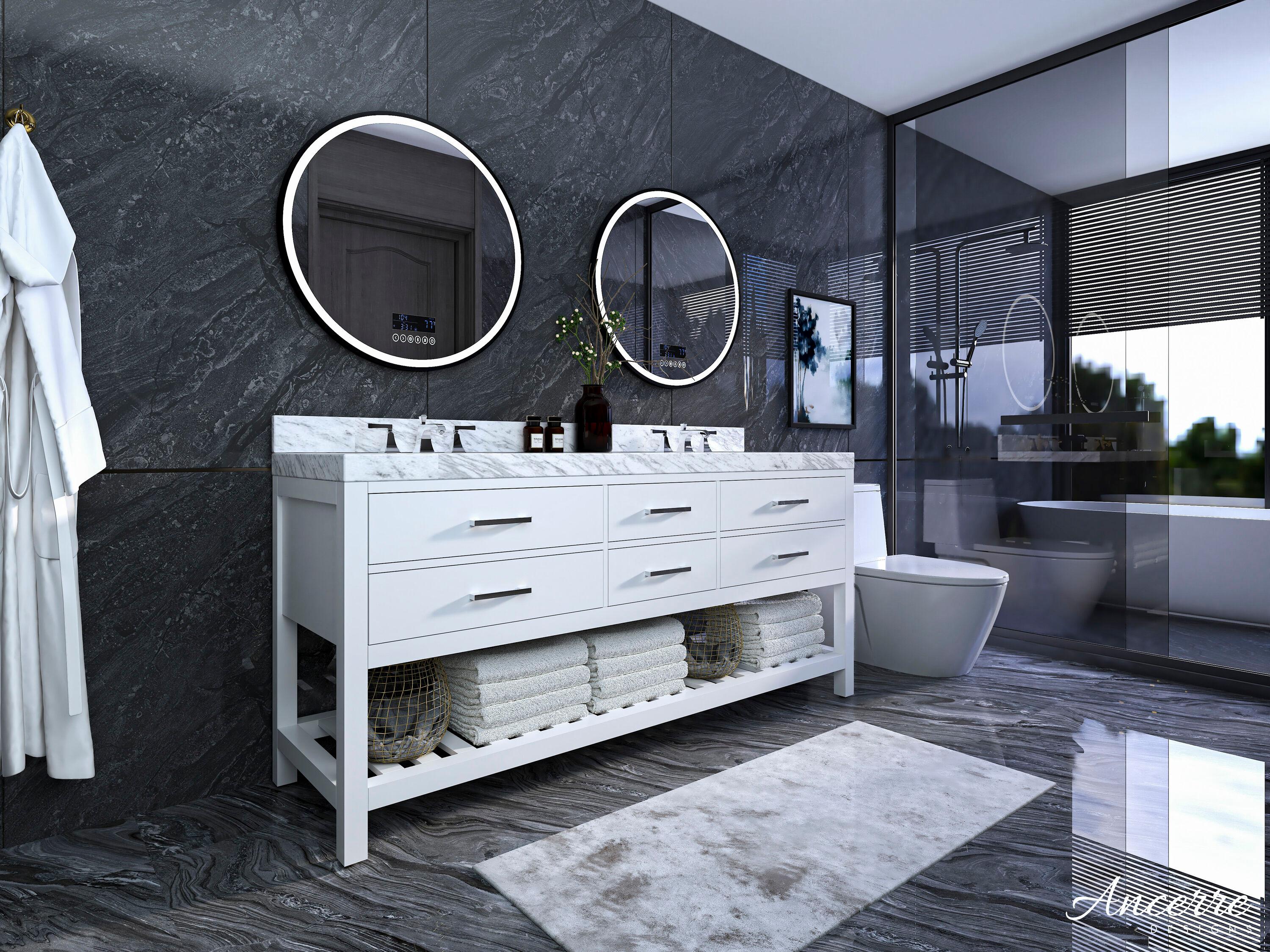 Elizabeth 72'' White Double Vanity with Carrara Marble Top