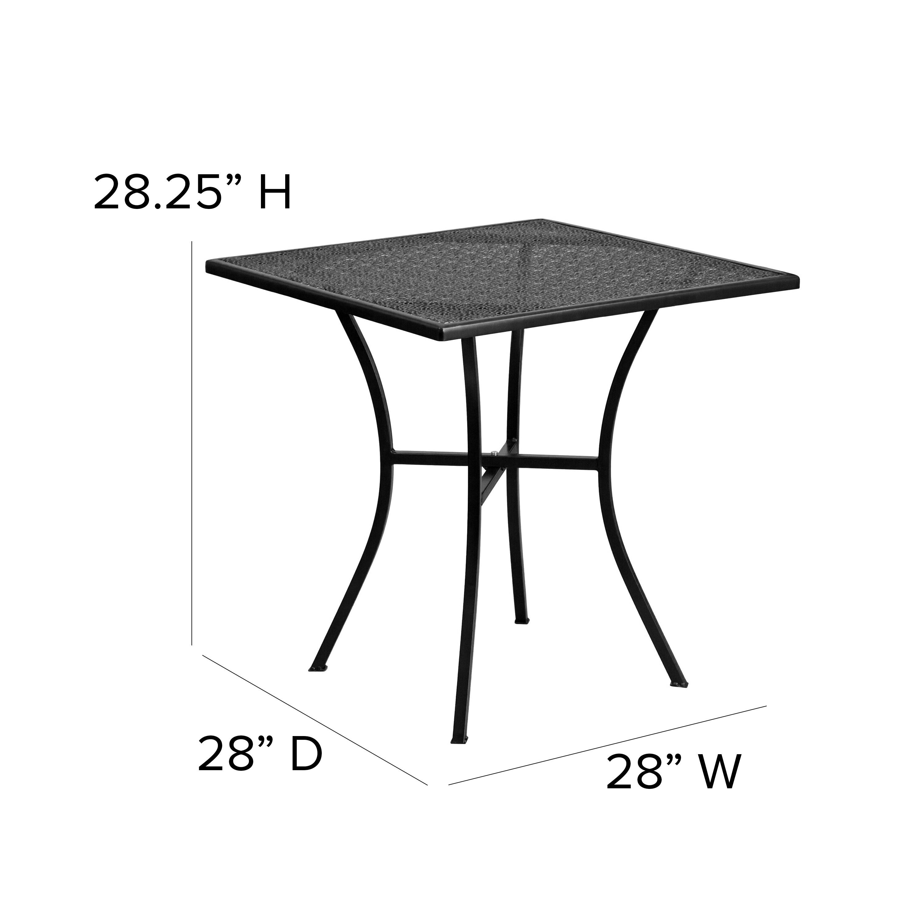 Flash Furniture Oia Commercial Grade 28" Square Black Indoor-Outdoor Steel Patio Table