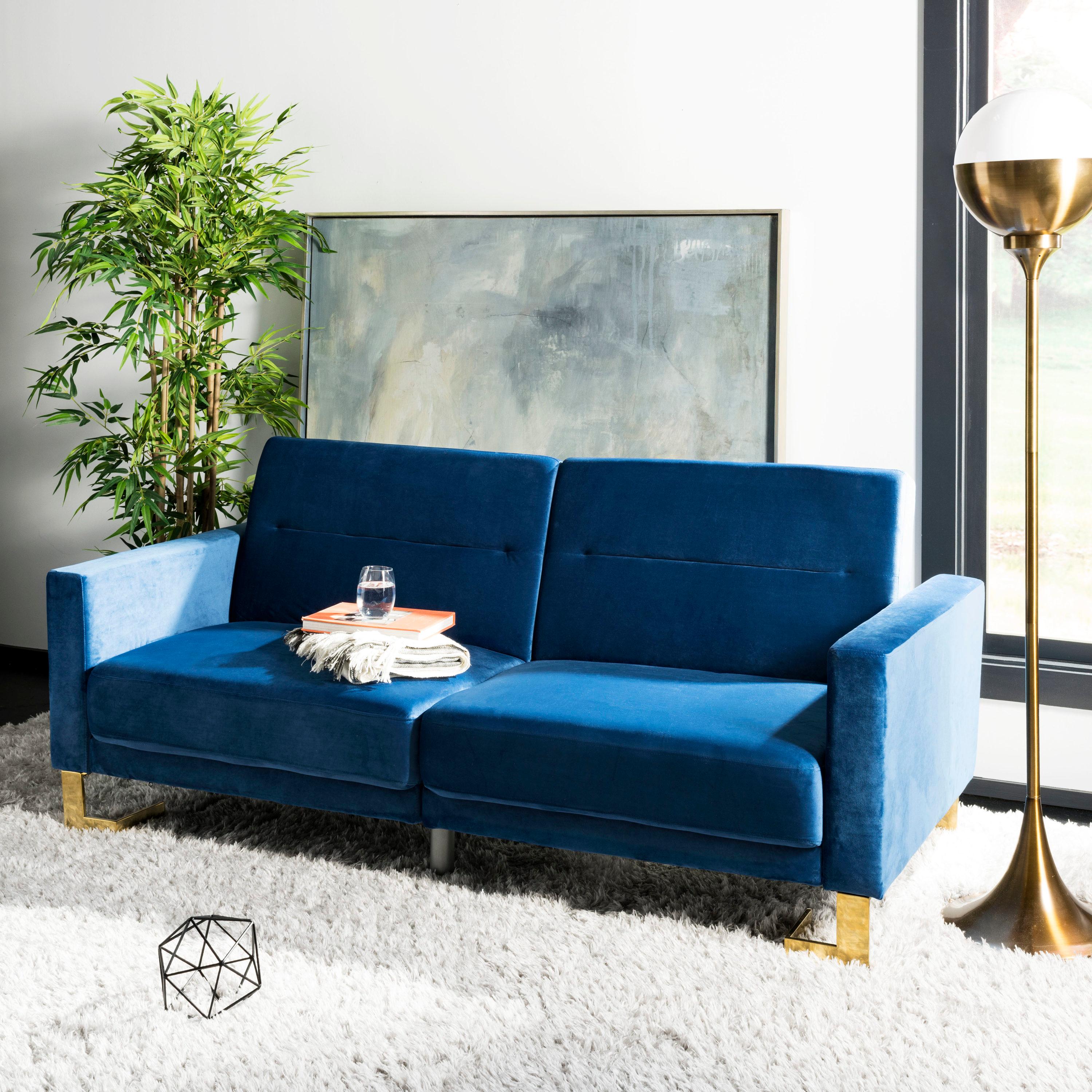 Tribeca Foldable Futon Bed - Navy/Brass - Safavieh