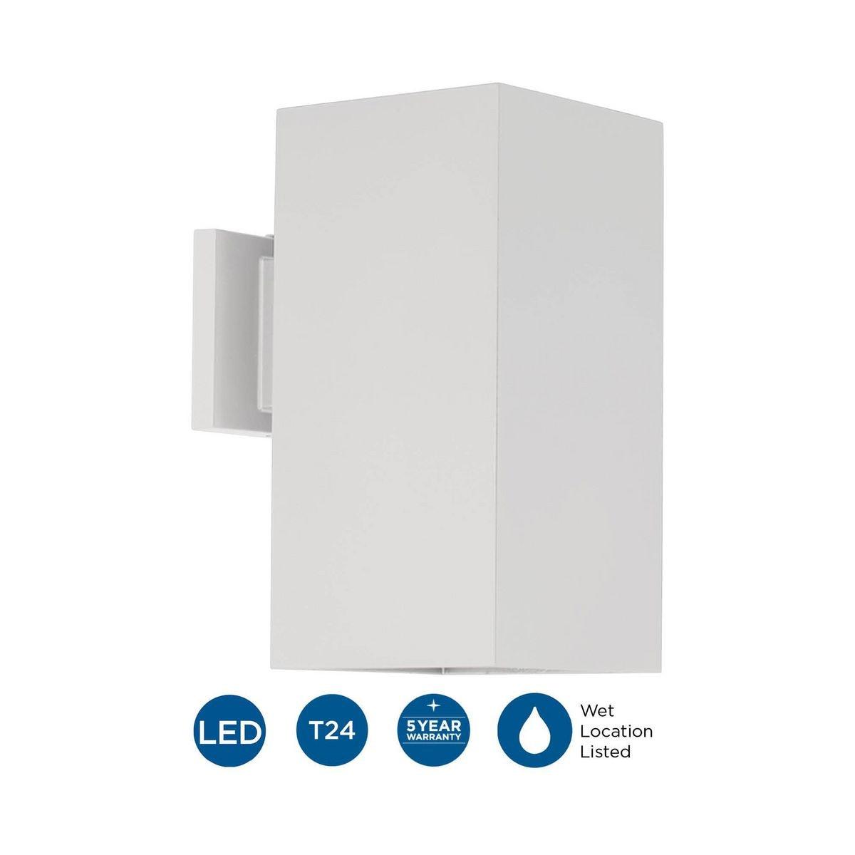 Progress Lighting, Square Collection, 1-Light Outdoor Wall Light, Antique Bronze, Material: Aluminum, Finish Color: White