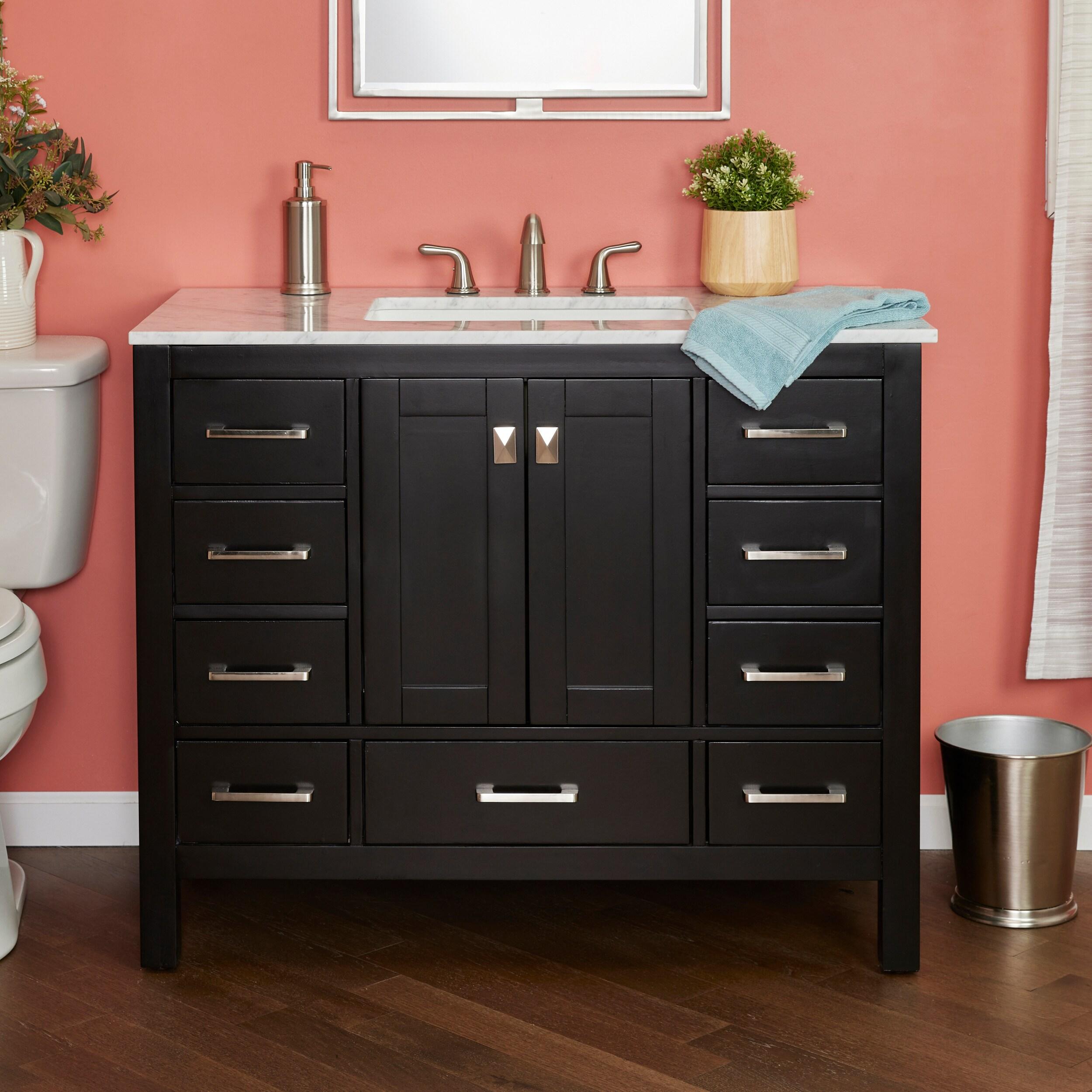 Eviva Aberdeen 42" Transitional Espresso Bathroom Vanity with White Carrara Countertop