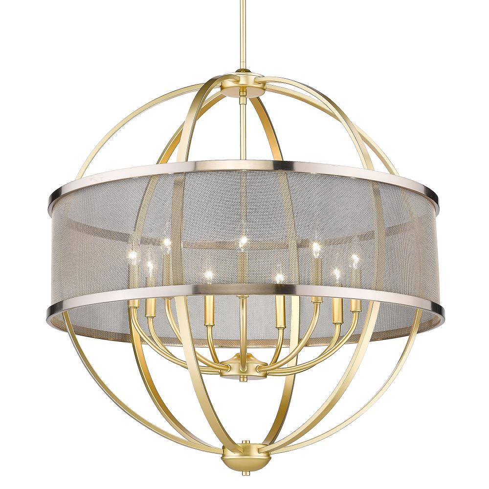 Olympic Gold 33" Industrial 9-Light Chandelier