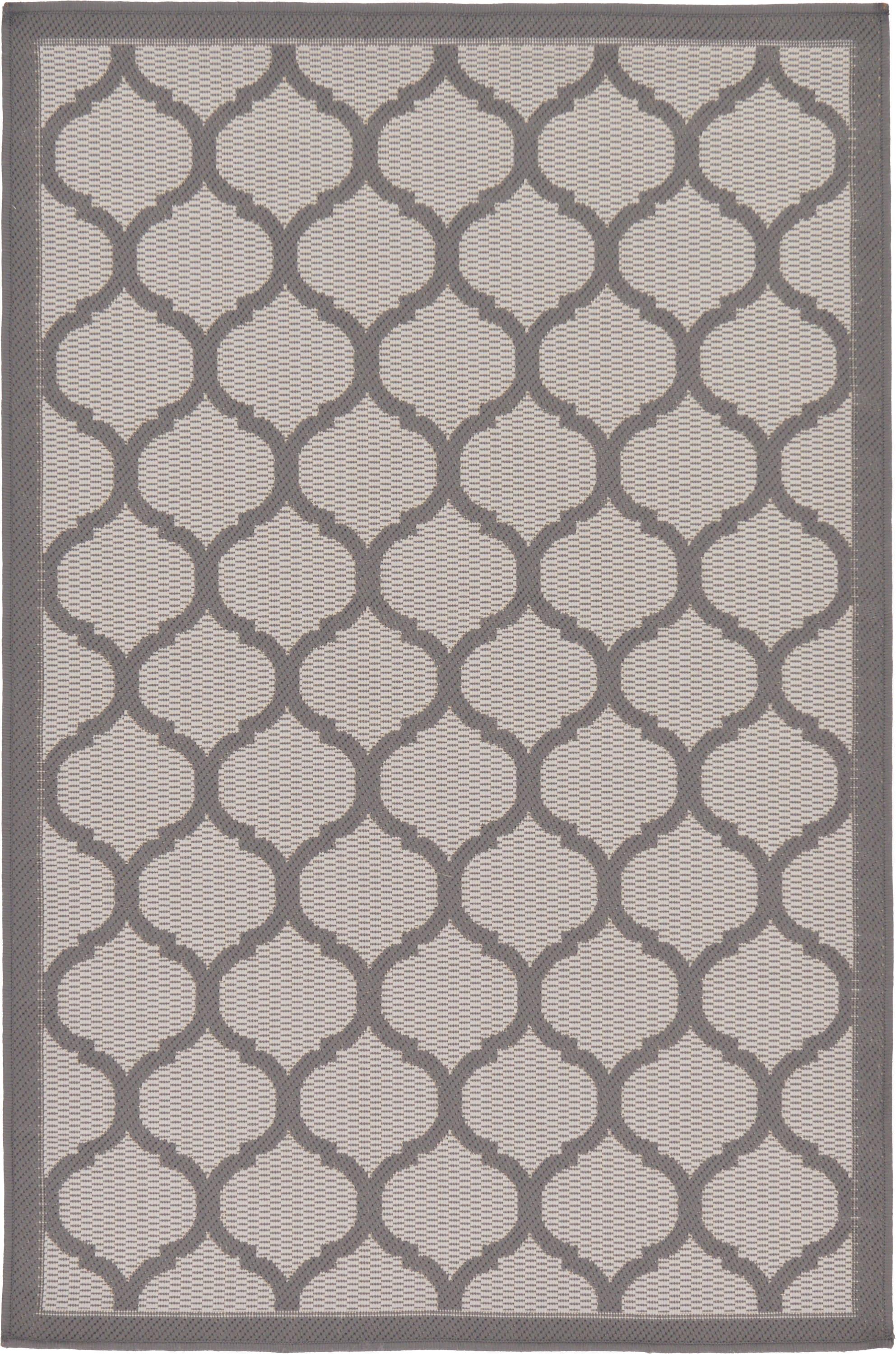 Elegant Gray Lattice Outdoor 3x5 Area Rug - Stain-resistant and Pet-friendly