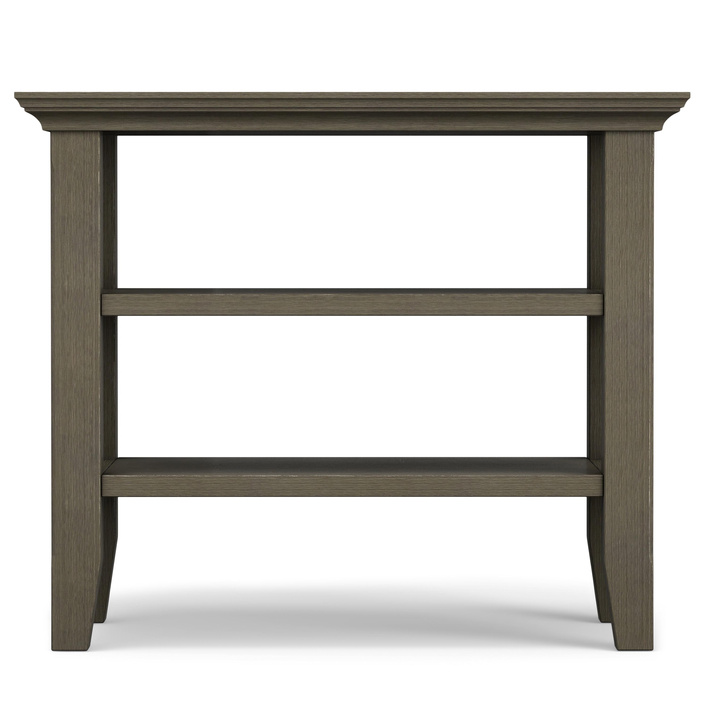 Simpli Home Acadian Wood 14" Rectangle Transitional Narrow Side Table in Farmhouse Gray