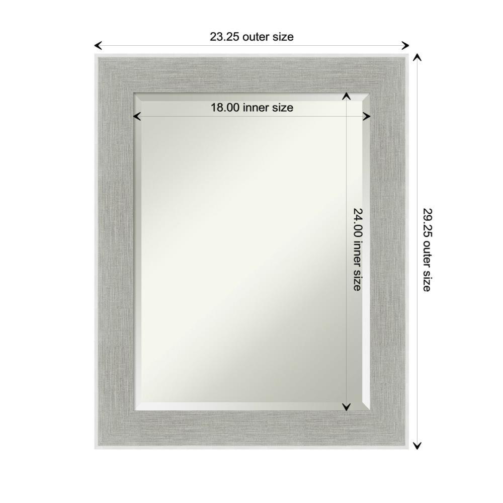 23" x 29" Glam Framed Bathroom Vanity Wall Mirror Linen Gray - Amanti Art: Modern, Beveled, Wall-Mounted