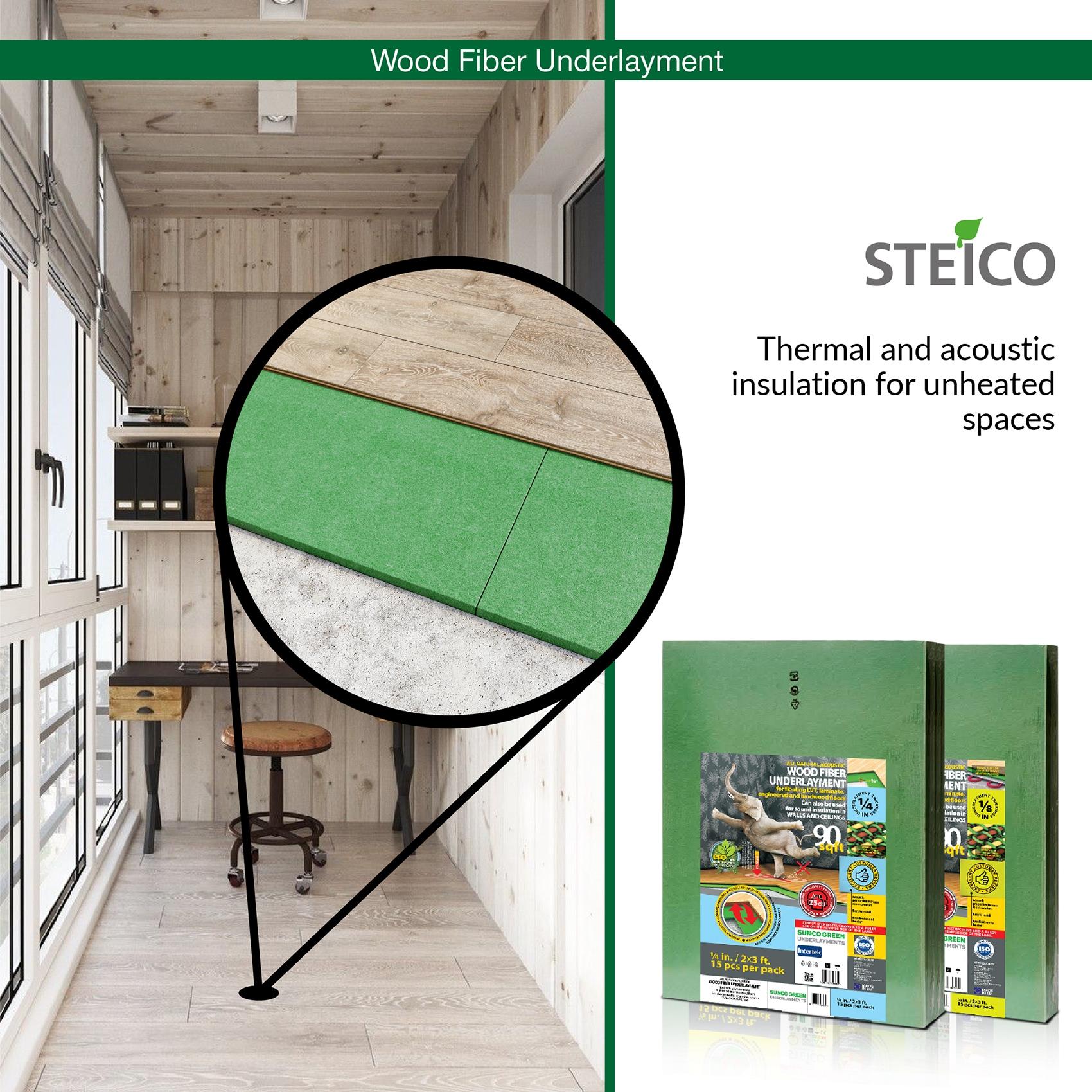 STEICO Wood Fiber Underlayment 6mm, 1/4 inches, 90 Square Feet
