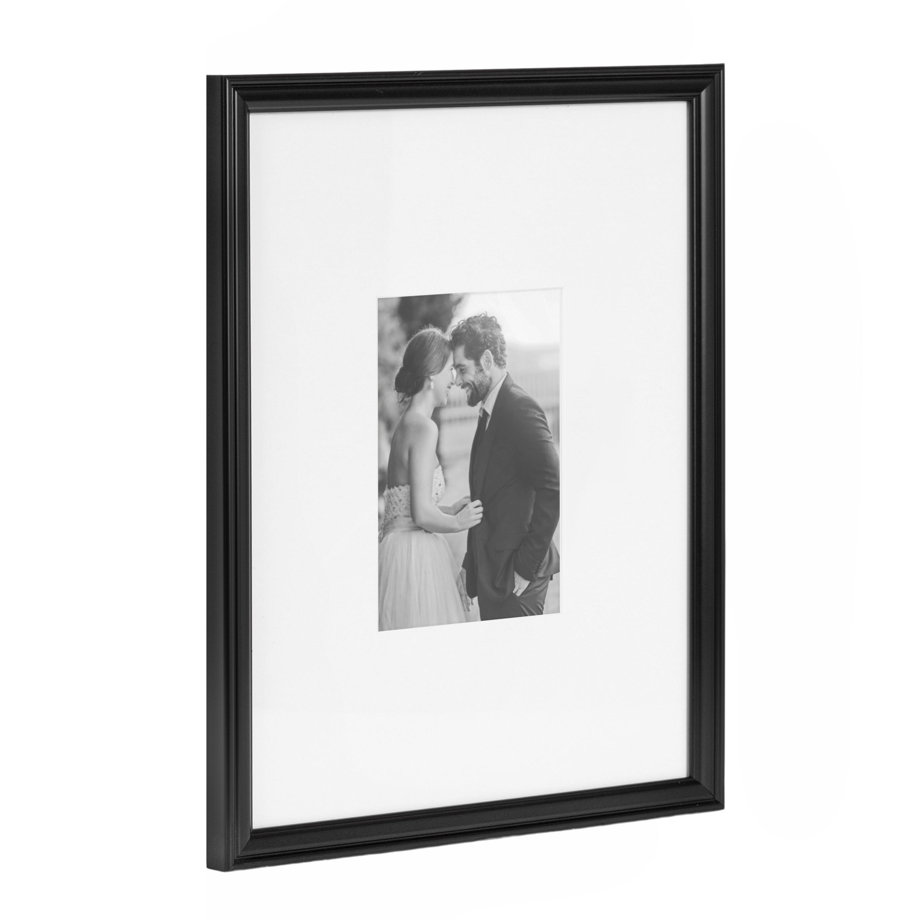 Kate & Laurel All Things Decor (Set of 3) 11"x14" Matted to 5"x7" Adlynn Rectangle Picture Frames Black: Wall Mount, Plastic