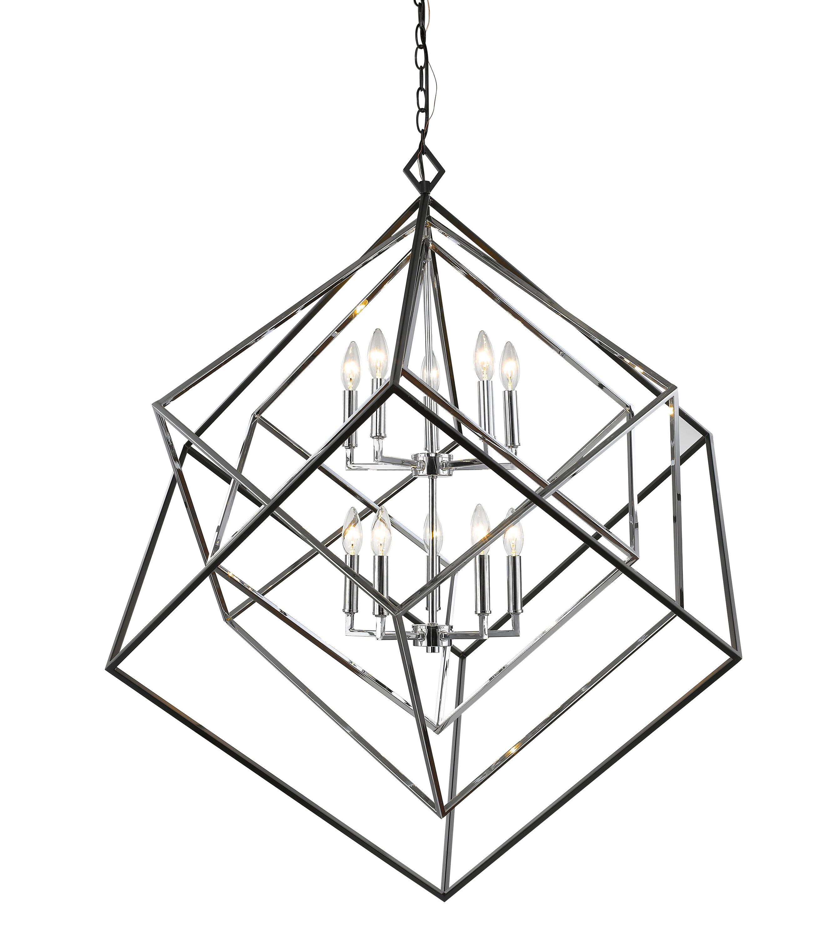 10 Light Chandelier In Linear Style 41.5 Inches Wide By 44.5 Inches High-Chrome/Matte Black Finish    -Traditional Installation Z-Lite 457-10Ch-Mb