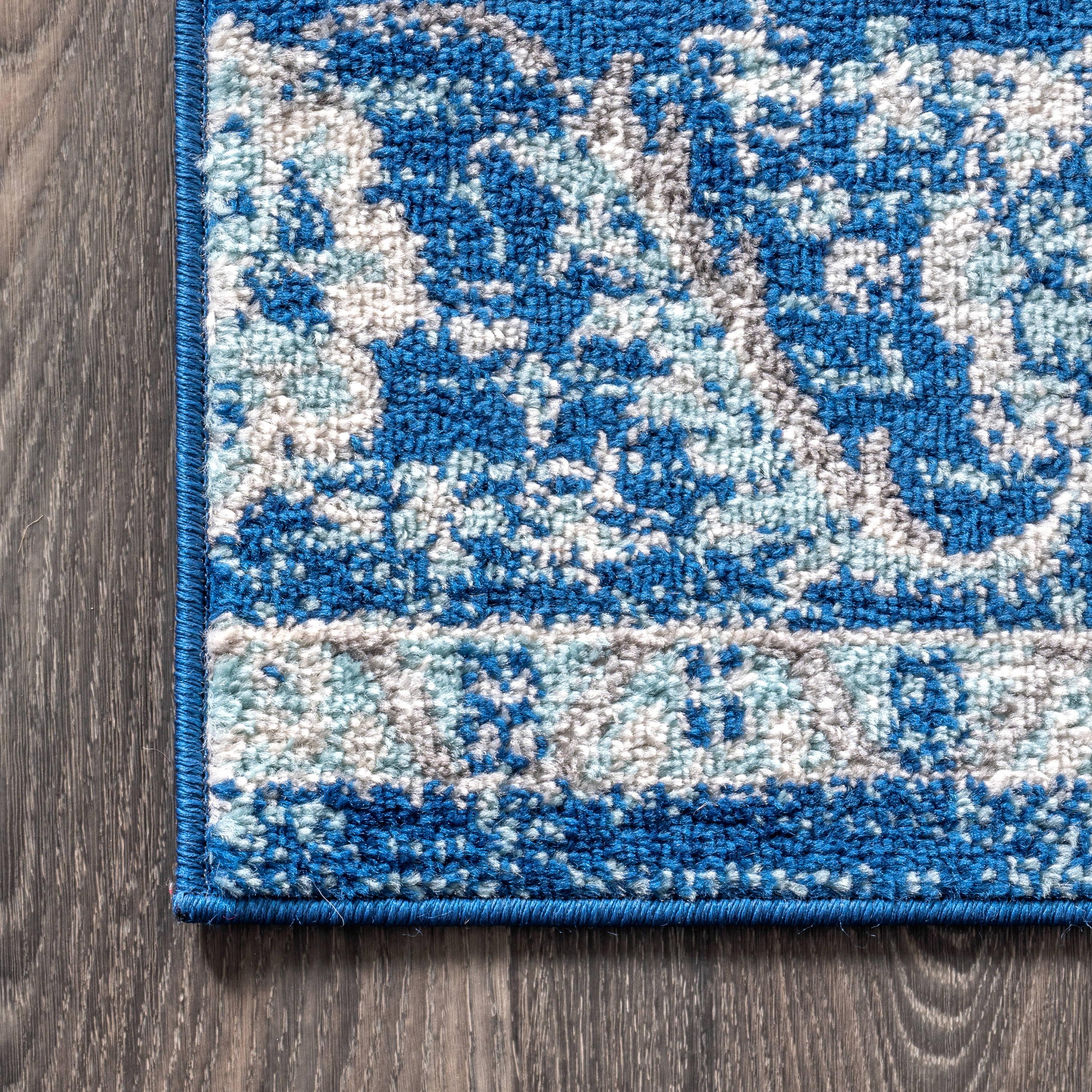 JONATHAN Y Bohemian FLAIR Boho Vintage Medallion Cream/Blue 4 ft. x 6 ft. Area Rug