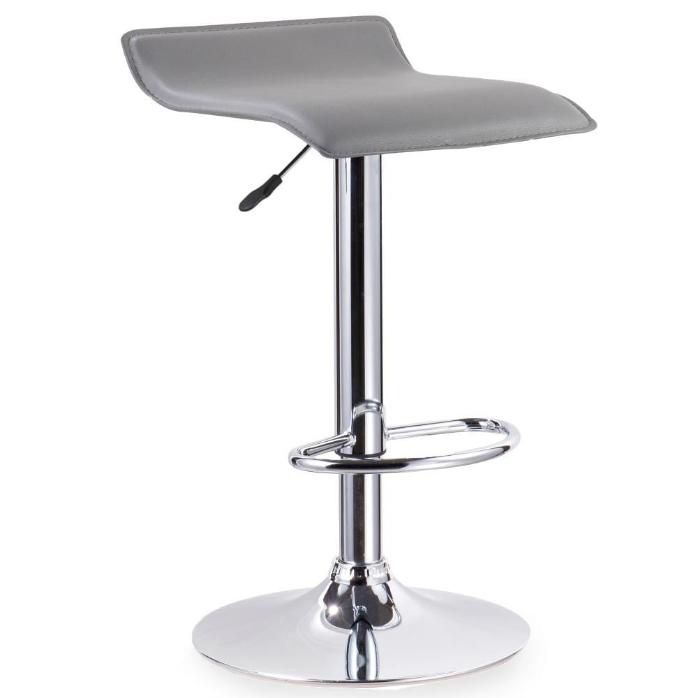 Leick Home 10042GR Adjustable Swivel Stool with Chrome Base, Set of 2, Gray
