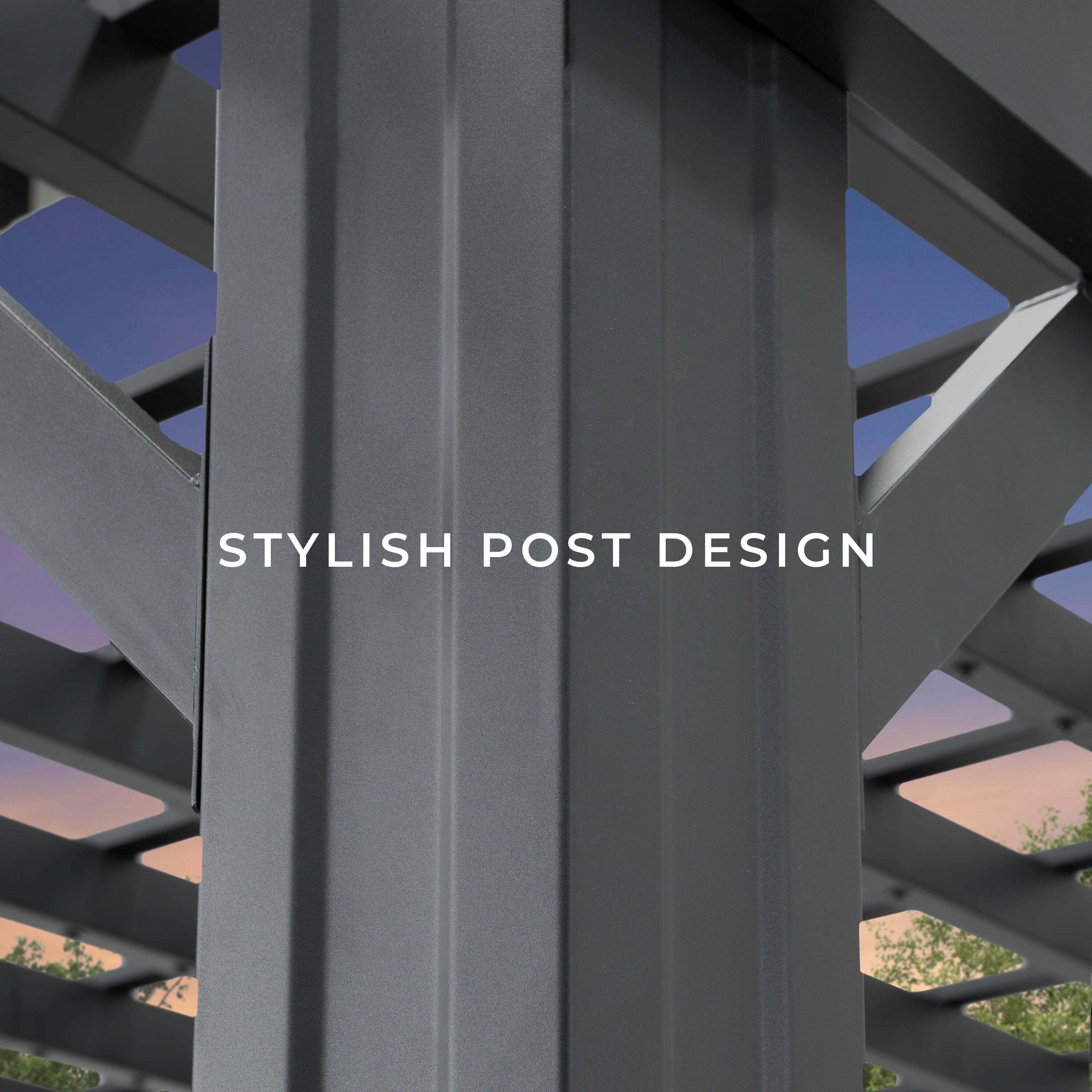 Backyard Discovery Stratford 12x10' Galvanized Steel Pergola, Shade Sail Canopy, PowerPort