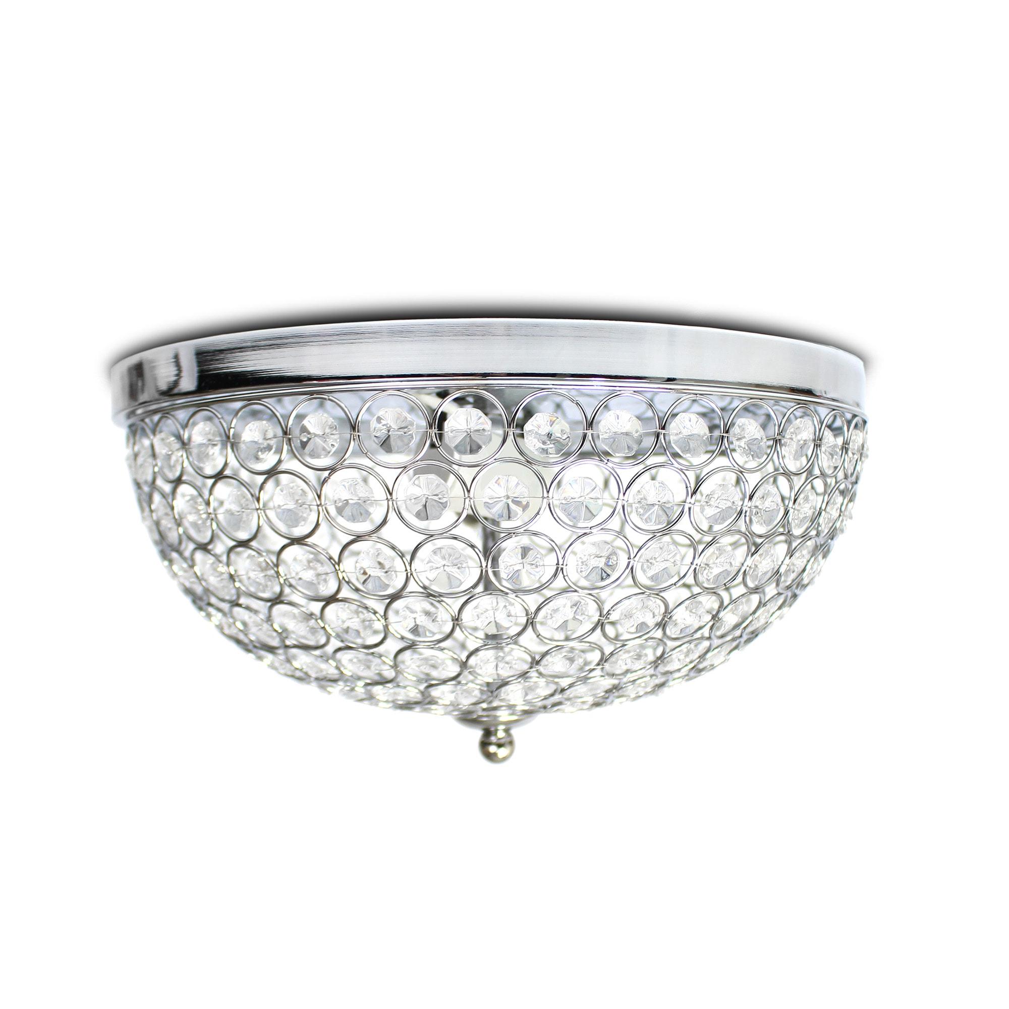 Lalia Home 13" 2-Pack Classix Crystal Glam Dome Shaped Flush Mount Ceiling Fixture Set, Chrome