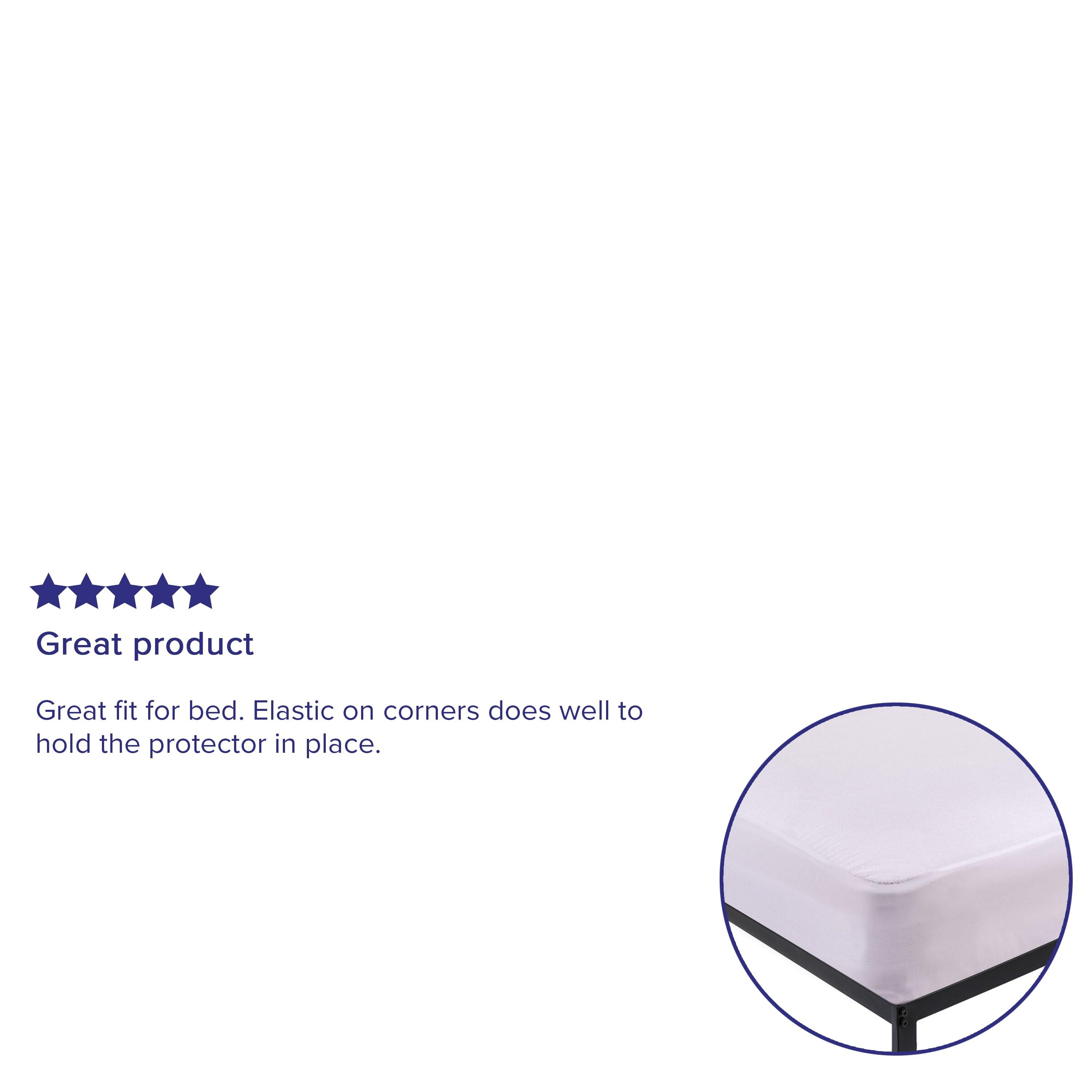 Flash Furniture Capri Comfortable Sleep Premium Fitted Waterproof, Vinyl Free Mattress Protector - Comfortable, Breathable, Quiet, Quilted Fabric Protection - King White
