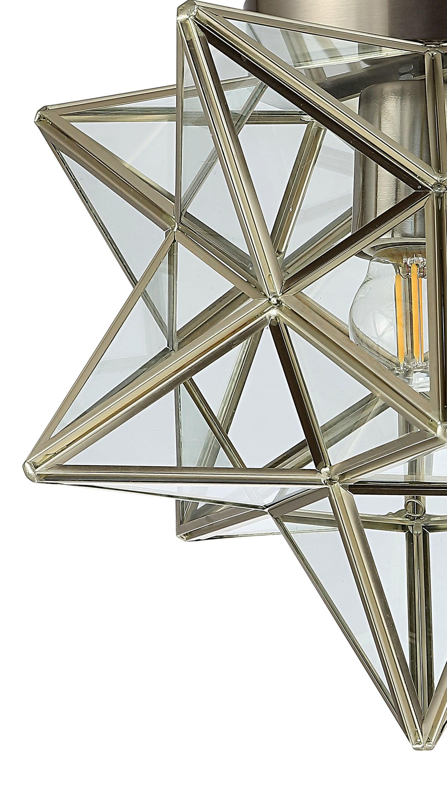 Stella 12" Moravian Star Metal/Glass LED Flush Mount, Nickel
