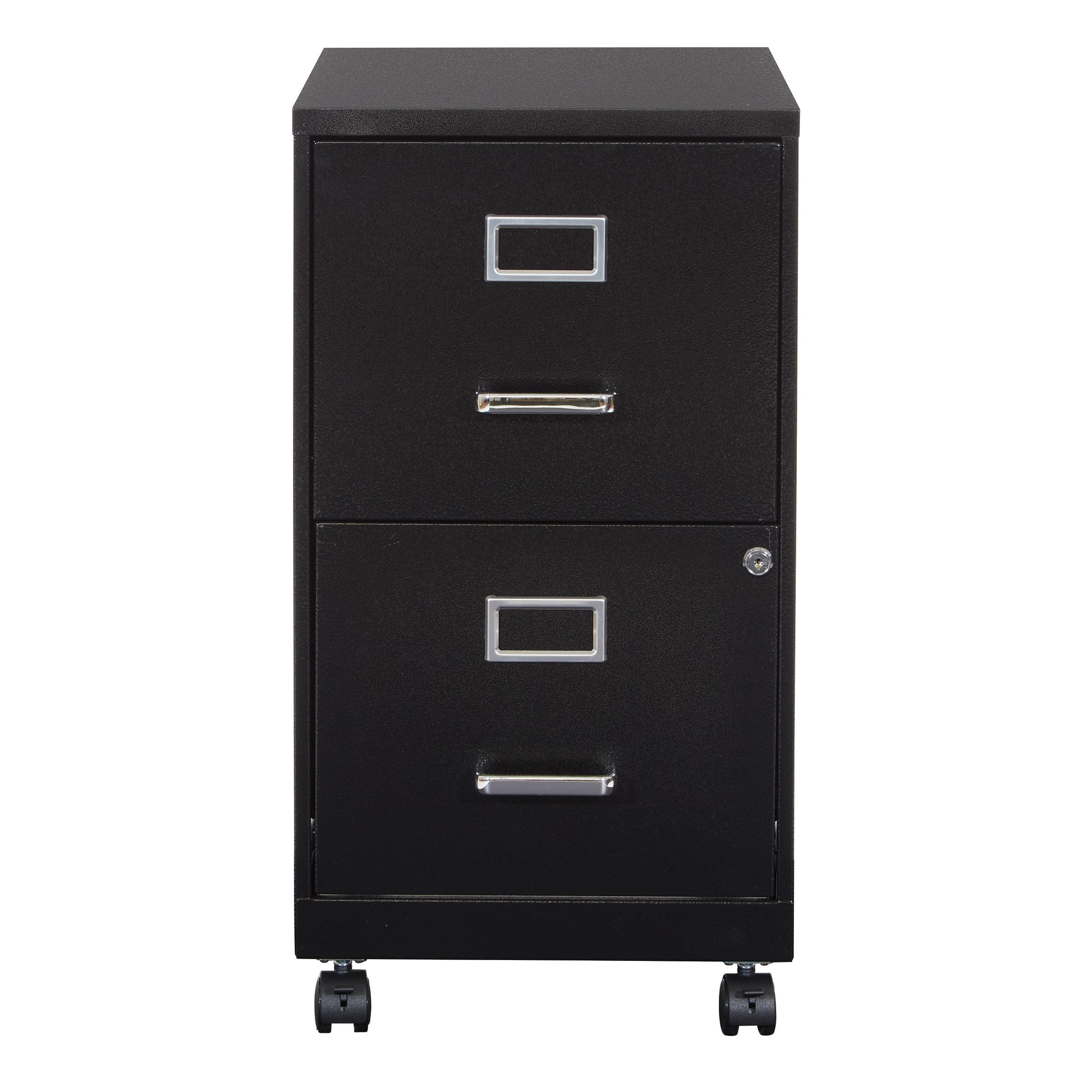 2 Drawer Mobile Locking Metal File Cabinet in Black
