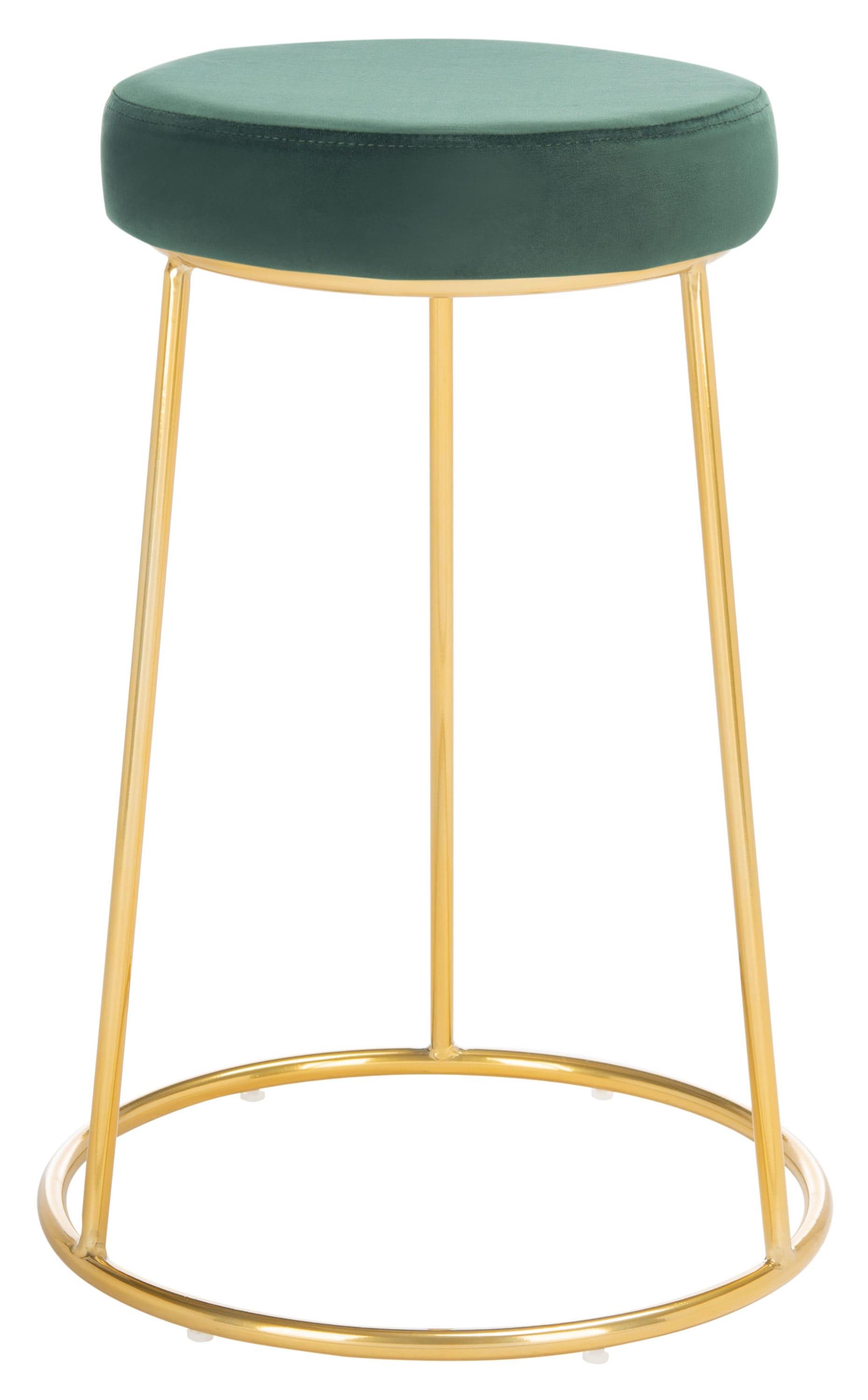 SAFAVIEH Kellie Round Counter Stool, Malachite Green/Gold (16.9 in. W x 16.9 in. D x 24.6 in. H)