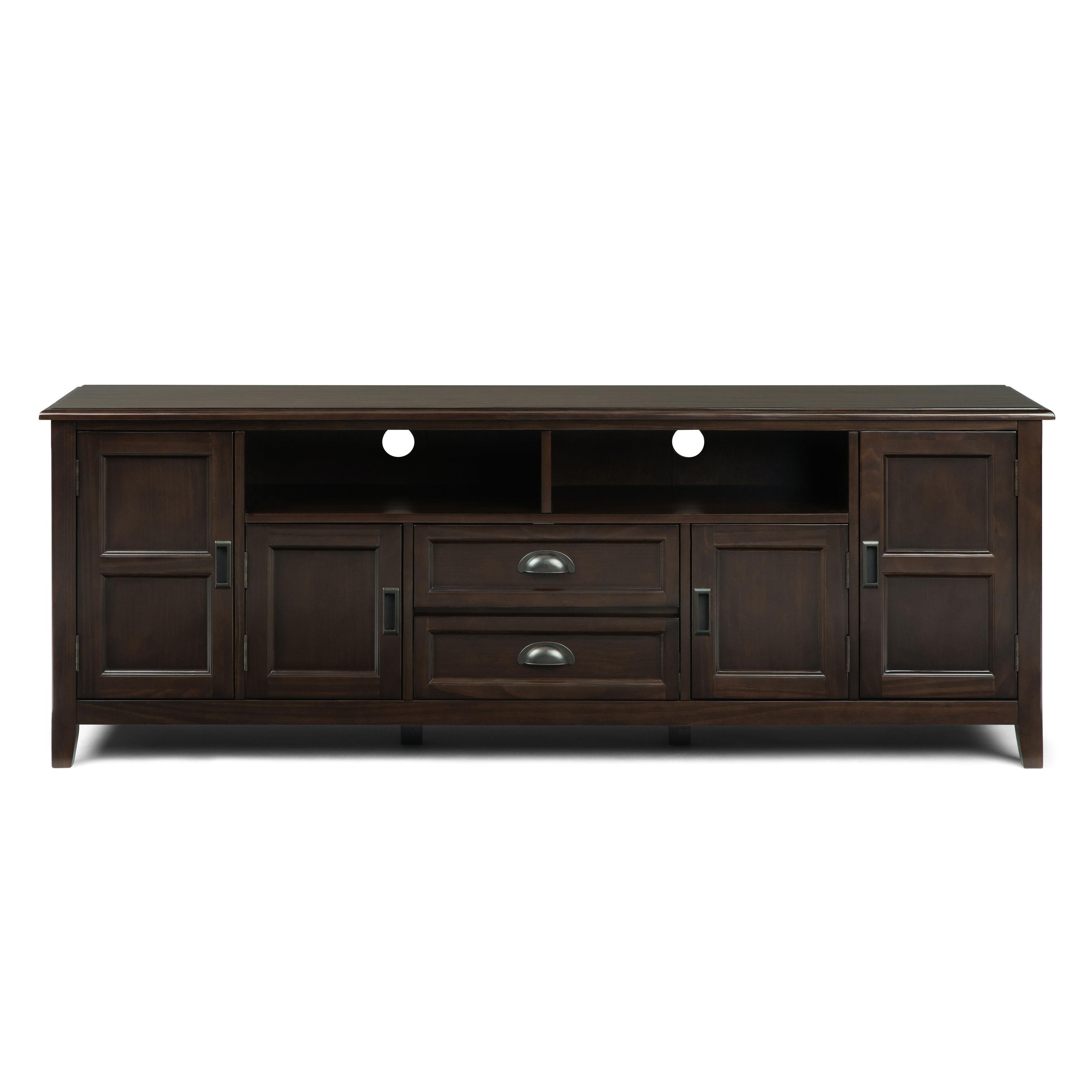 Simpli Home Burlington 72"W Solid Wood TV Stand for TVs up to 80" with 4 Cabinets