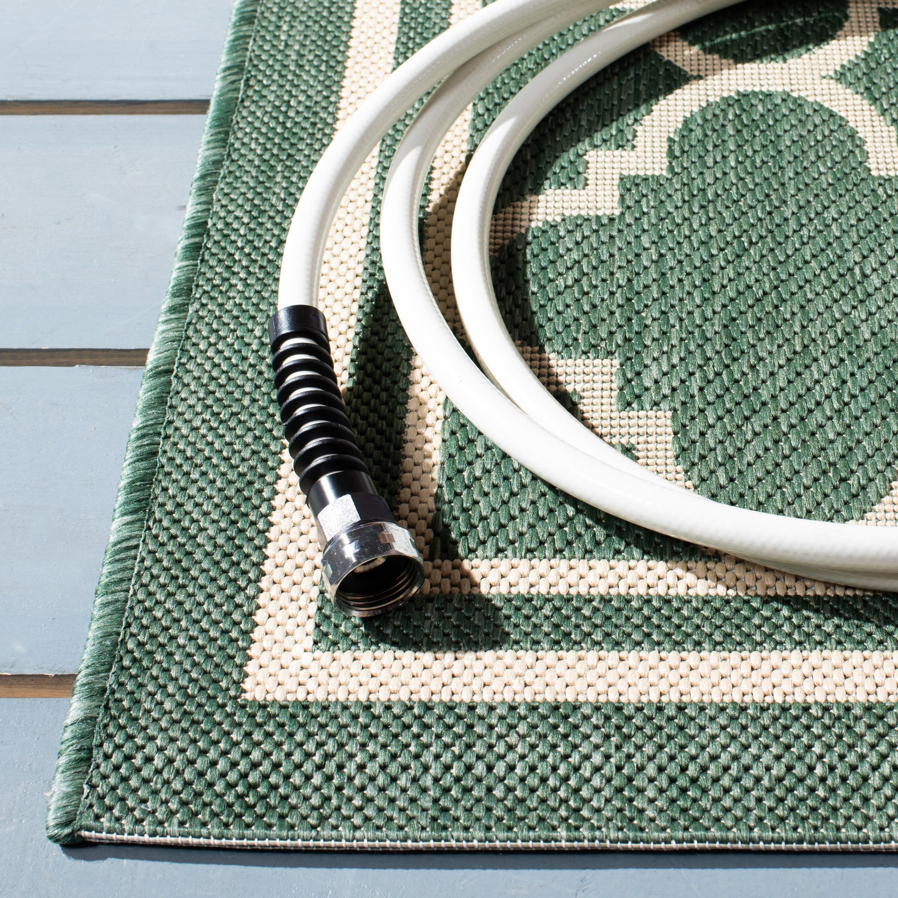 Courtyard CY6918 Power Loomed Indoor/Outdoor Runner Rug - Dark Green/Beige - 2'3"x6'7" - Safavieh.