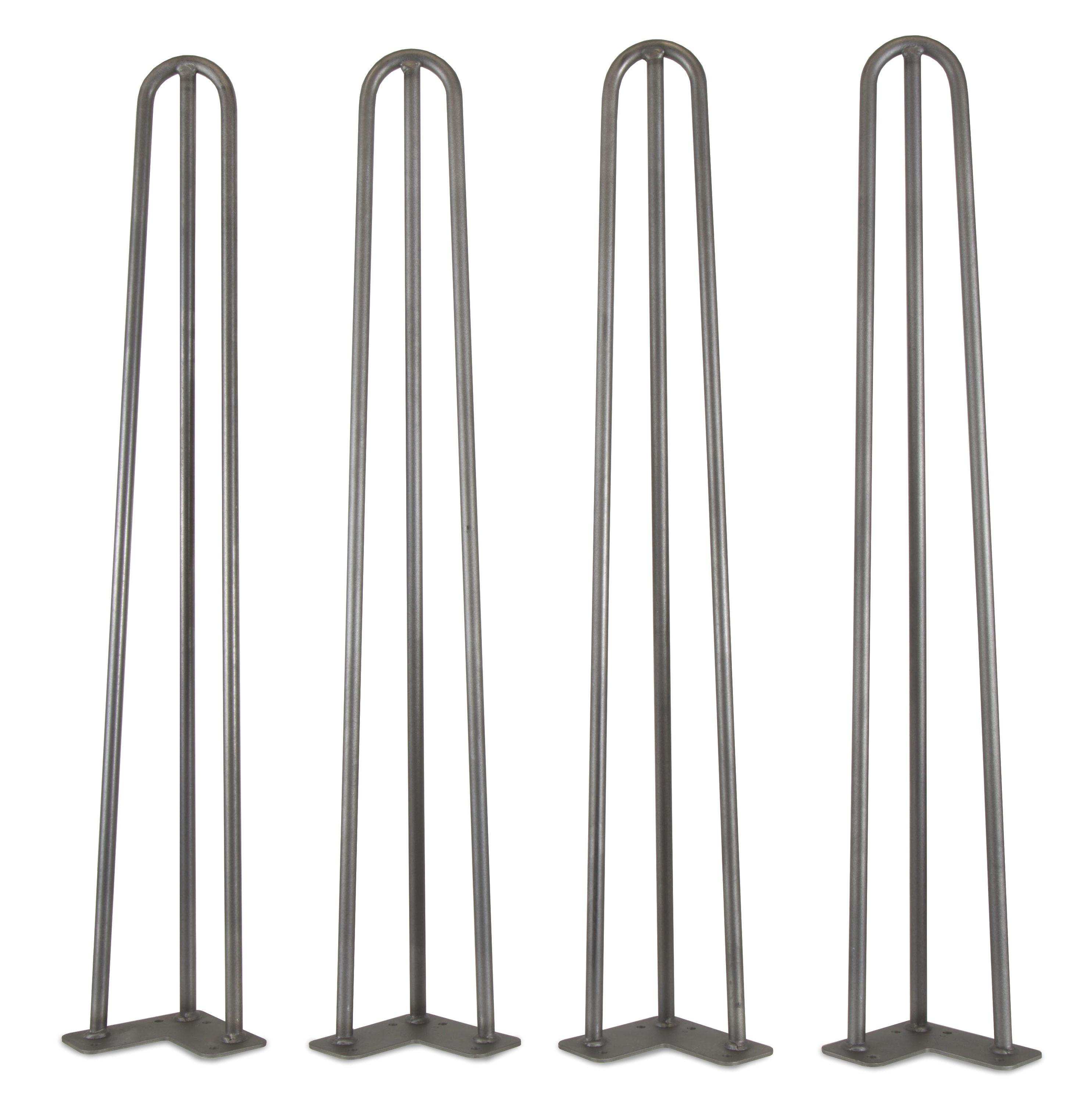 WEN Products 28-Inch Mid-Century Modern Raw Steel Hairpin Table Legs, 1/2-Inch Diameter, Set Of 4