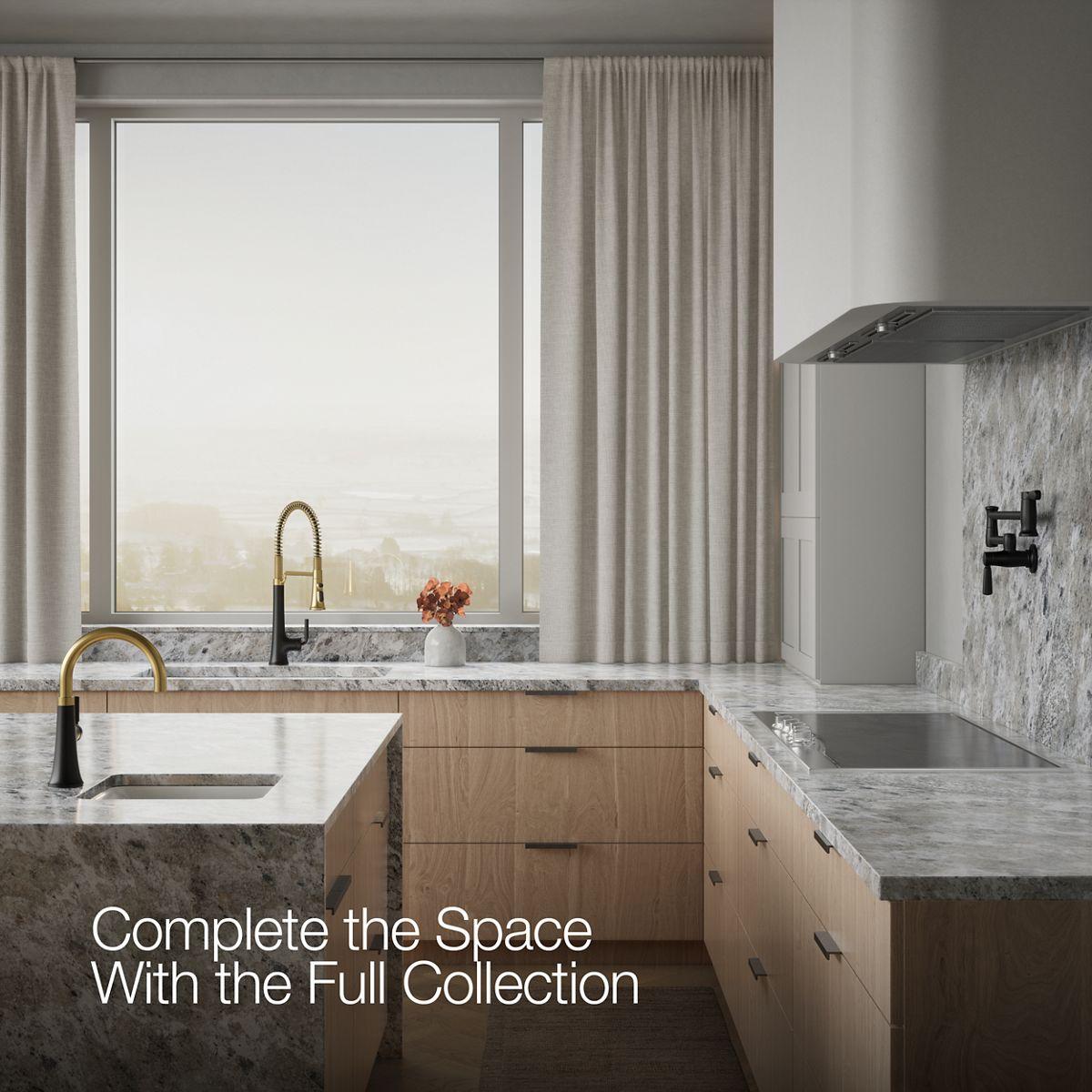 Kohler Tone Single Handle Semi-Professional Pre-Rinse Kitchen Sink Faucet with Three-Function Pull Down Sprayer